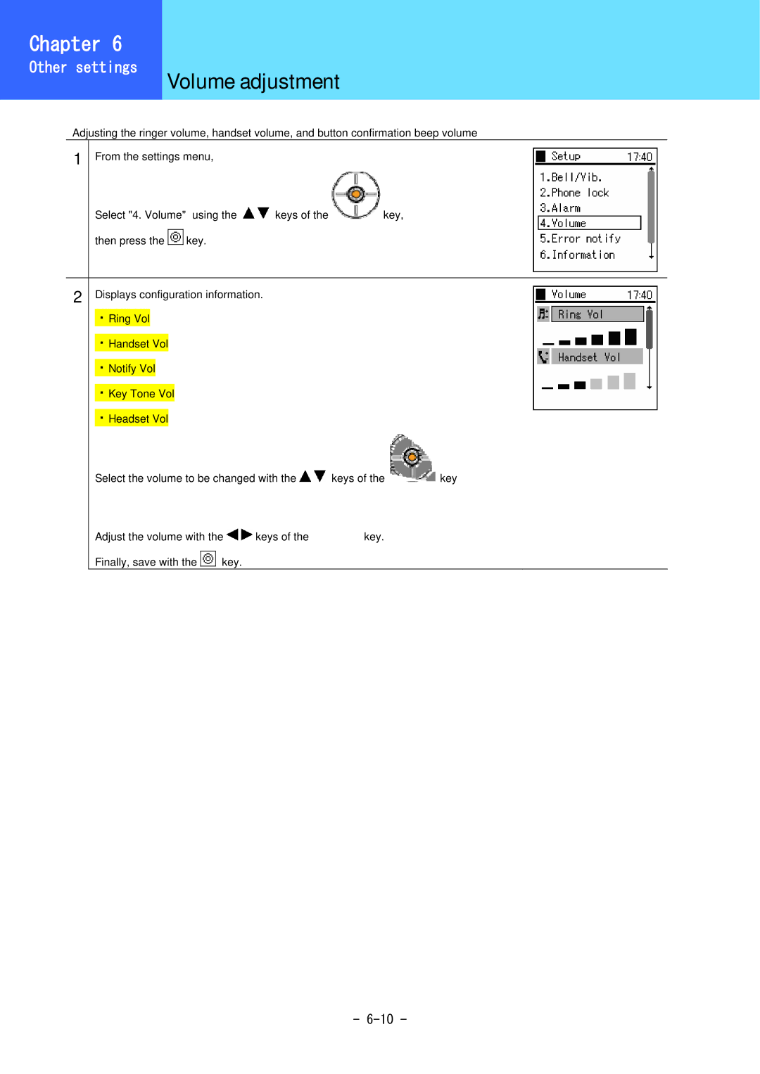 Hitachi WirelessIP 5000 user manual Volume adjustment 