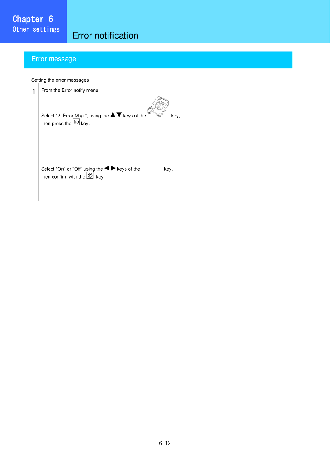 Hitachi WirelessIP 5000 user manual Error notification, Error message 