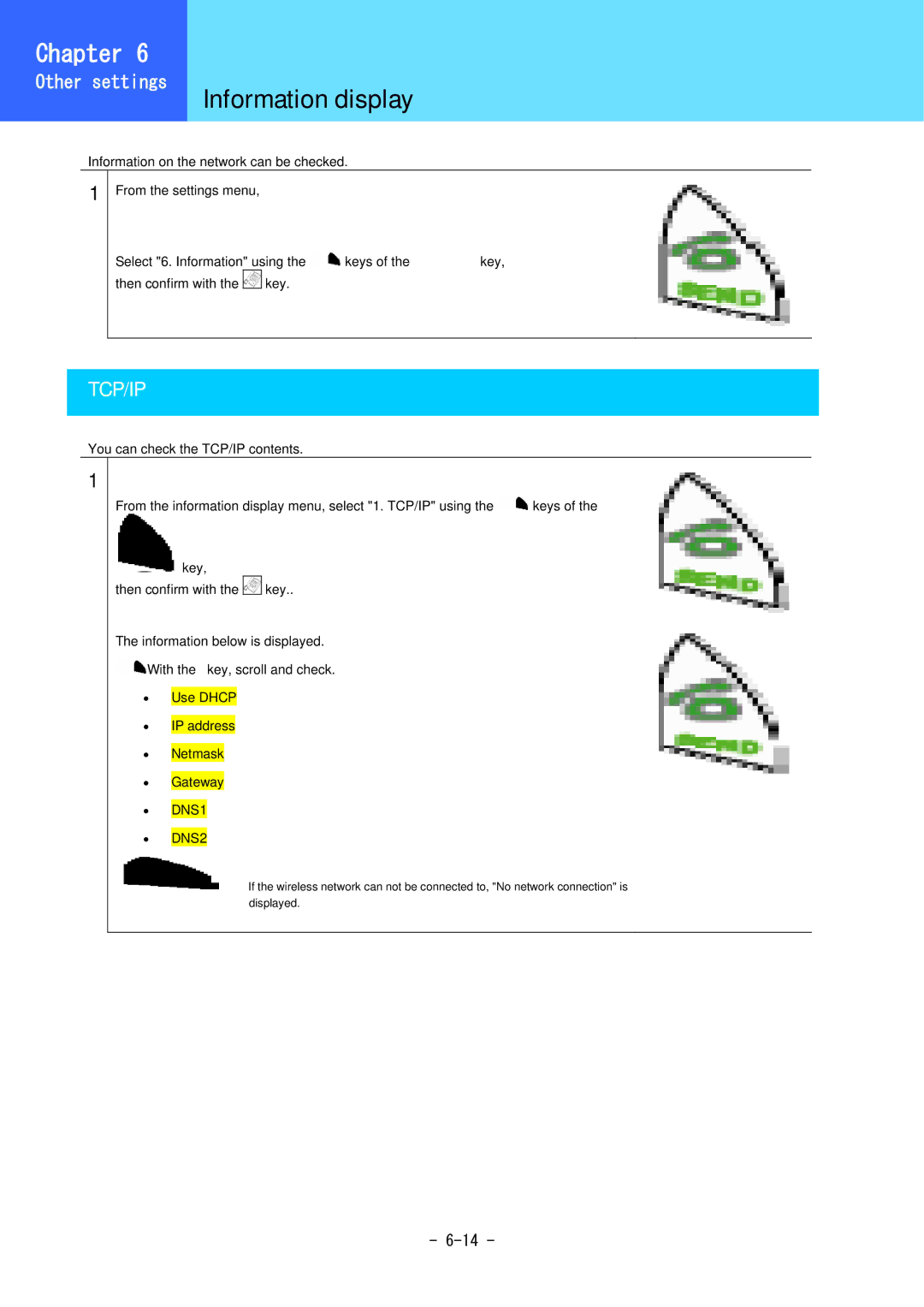 Hitachi WirelessIP 5000 user manual Information display, Tcp/Ip 