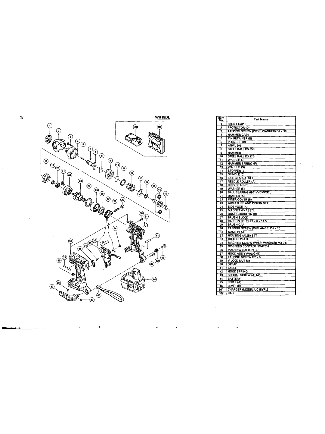 Hitachi WH 18DMR, WR 18DL, WR 14DMR, WR 18DMR, WR 14DL, WH 14DL, WH 14DMR, WH 18DL manual 