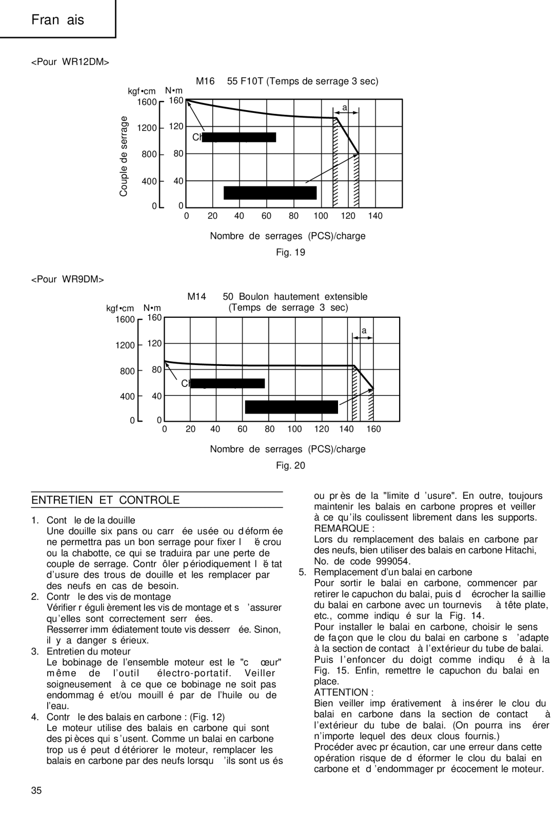 Hitachi WR 9DM, WR 12DM manual Entretien ET Controle 