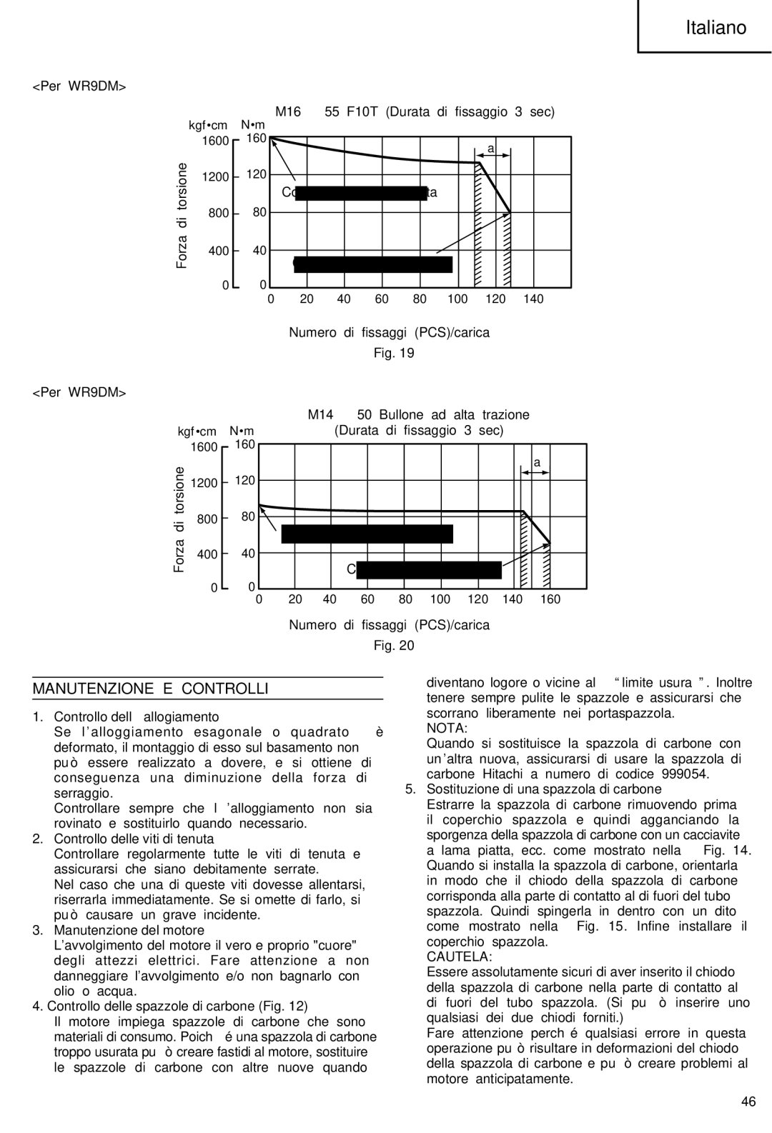 Hitachi WR 12DM, WR 9DM manual Manutenzione E Controlli 