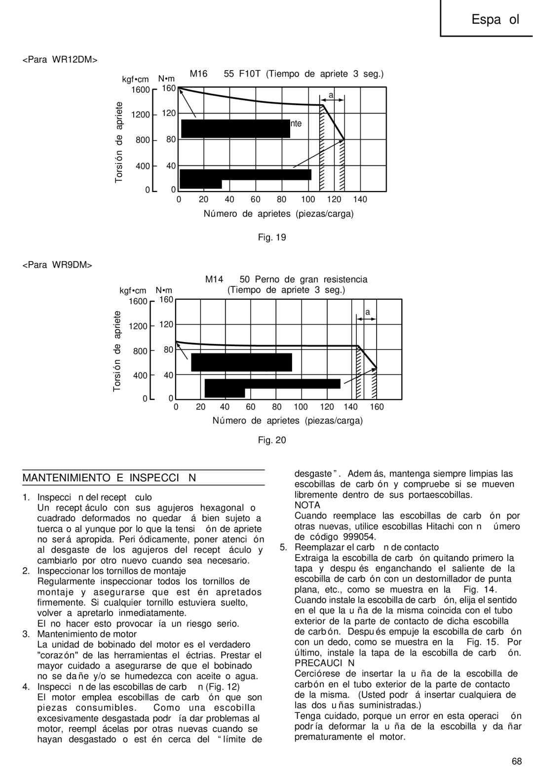 Hitachi WR 12DM, WR 9DM manual Mantenimiento E Inspección 