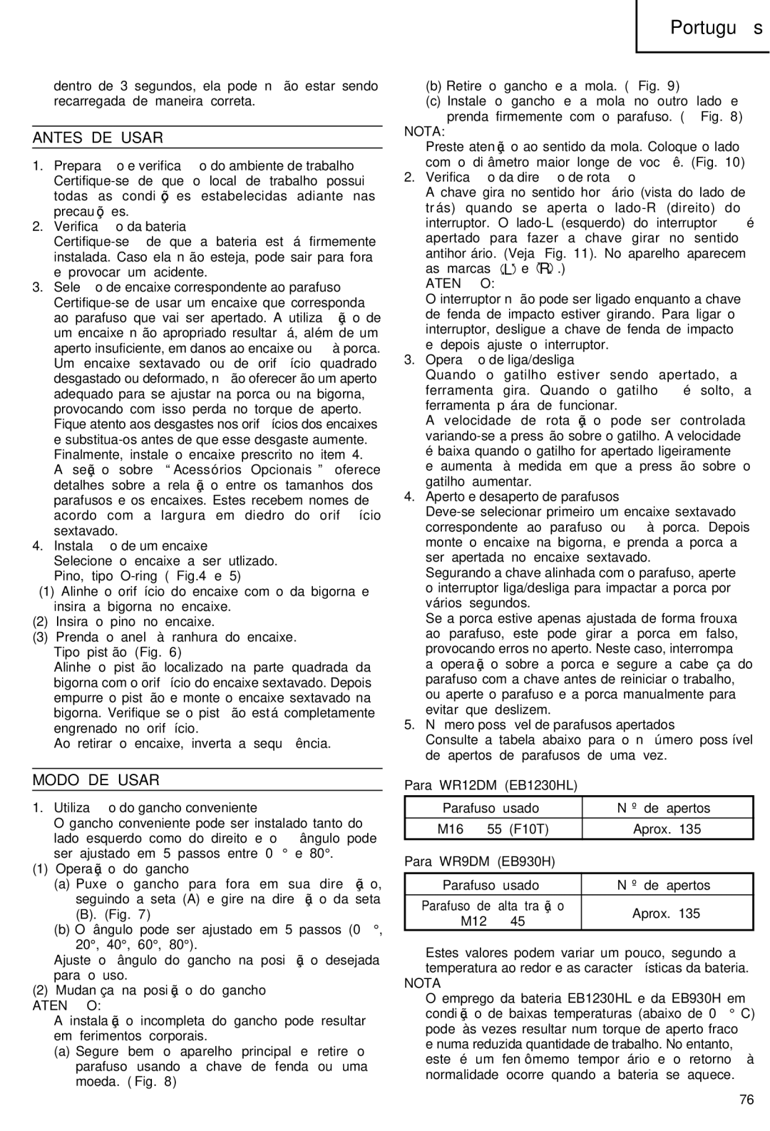 Hitachi WR 12DM, WR 9DM manual Antes DE Usar, Modo DE Usar 