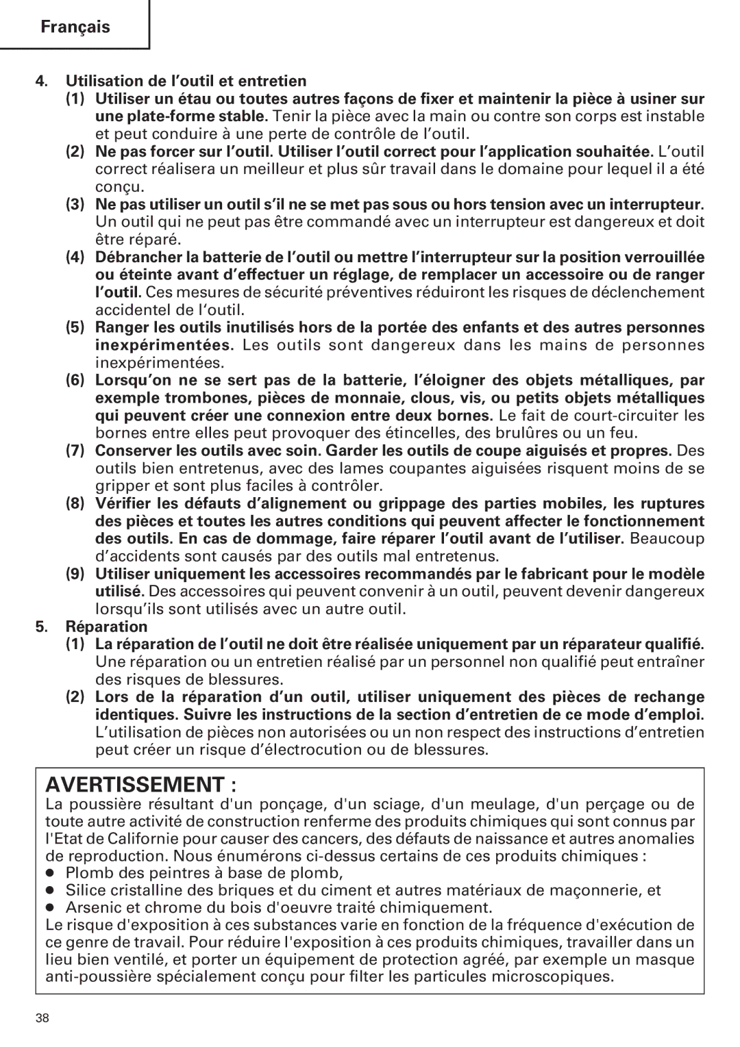 Hitachi WH12DM2, WR9DM2, WR12DM2, WH9DM2 instruction manual Avertissement 