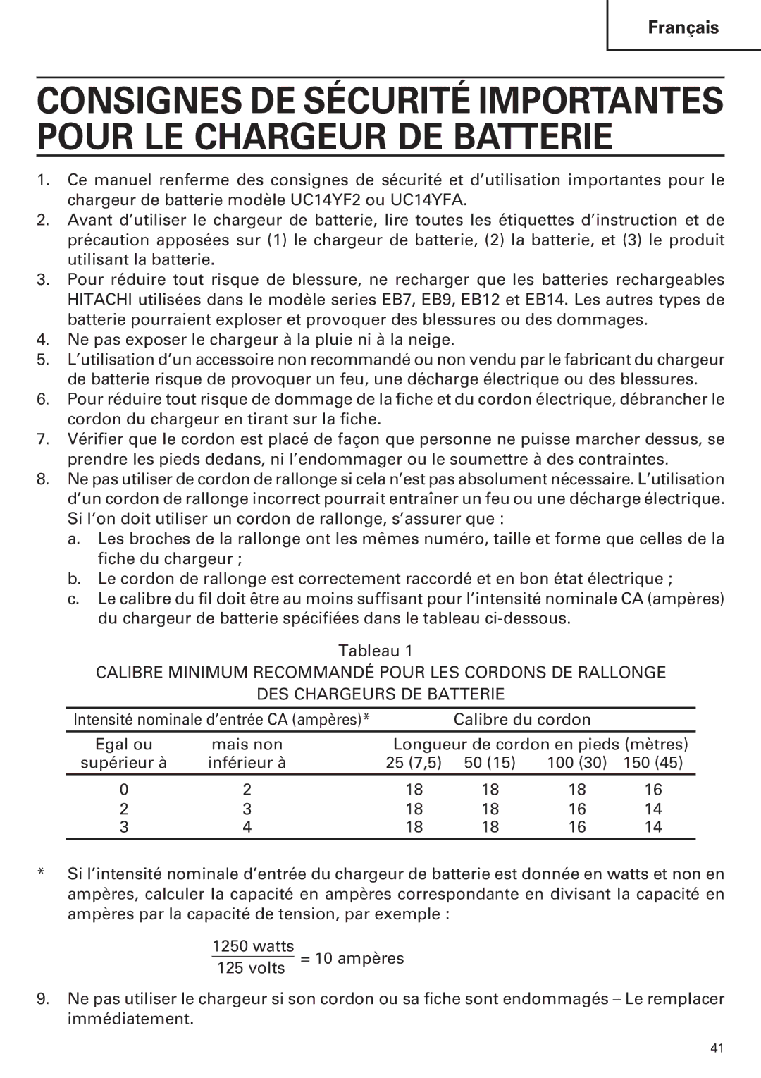 Hitachi WR12DM2, WR9DM2, WH12DM2, WH9DM2 instruction manual Intensité nominale d’entrée CA ampères 