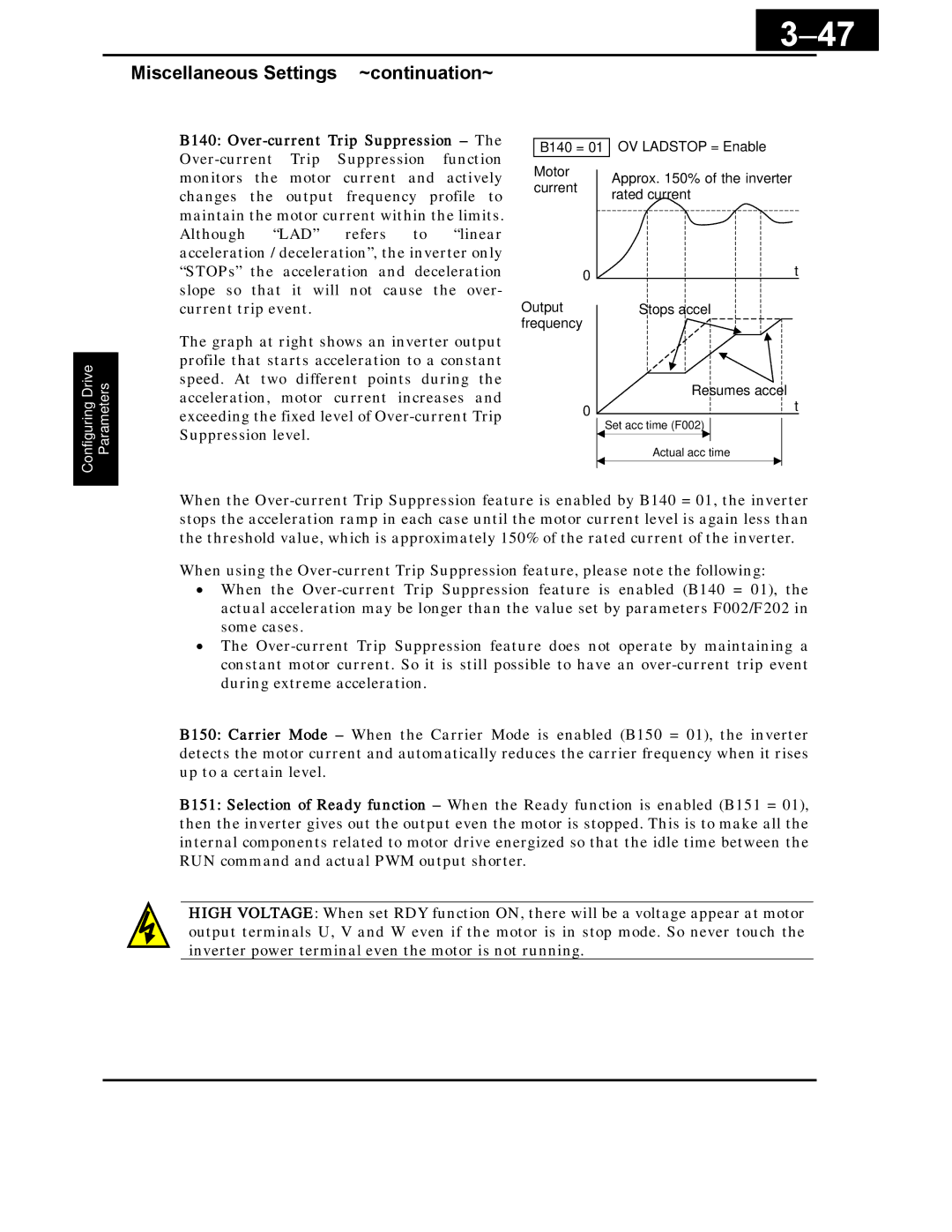 Hitachi X200 Series instruction manual 47, Miscellaneous Settings ~continuation~ 