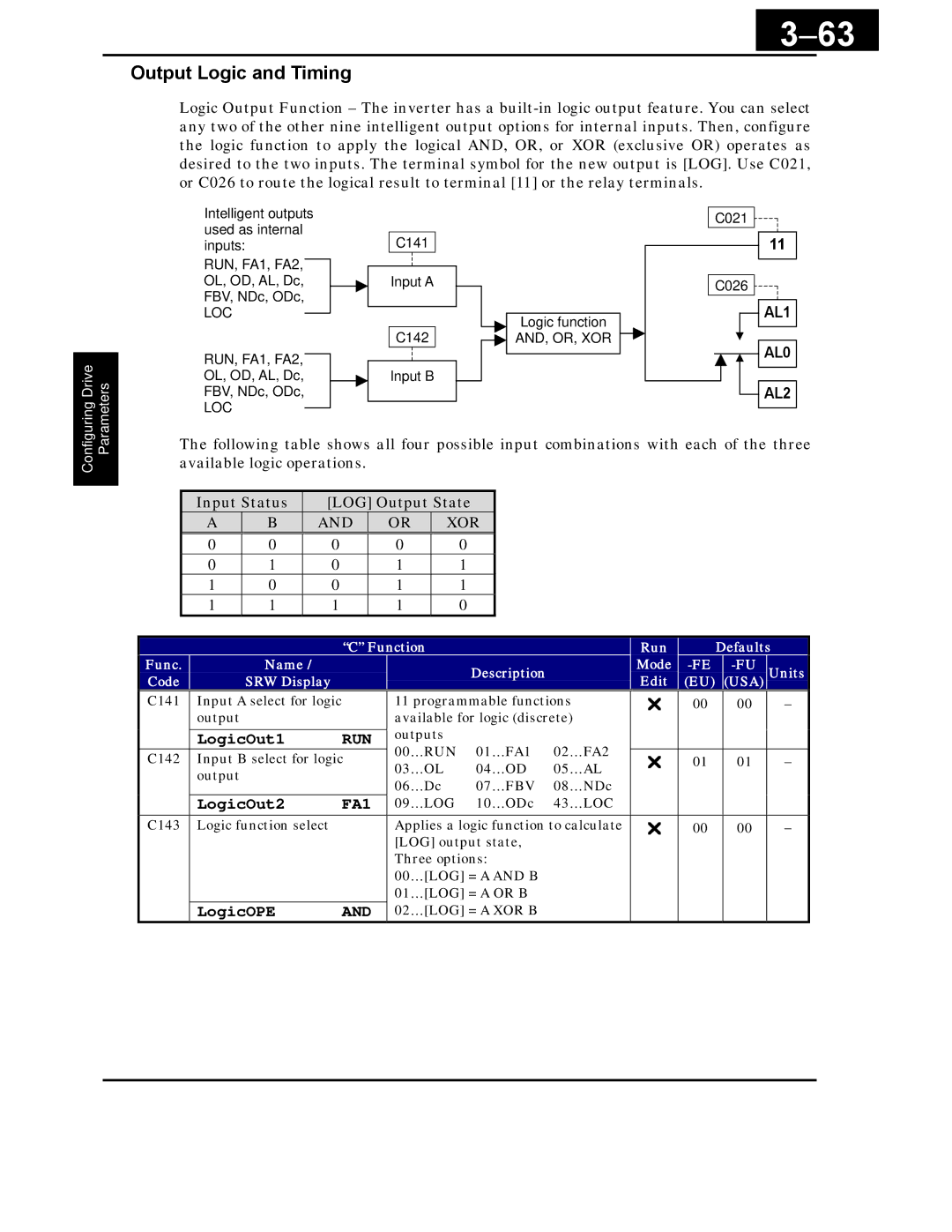 Hitachi X200 Series instruction manual 63, Output Logic and Timing, LogicOut1, LogicOut2, LogicOPE 