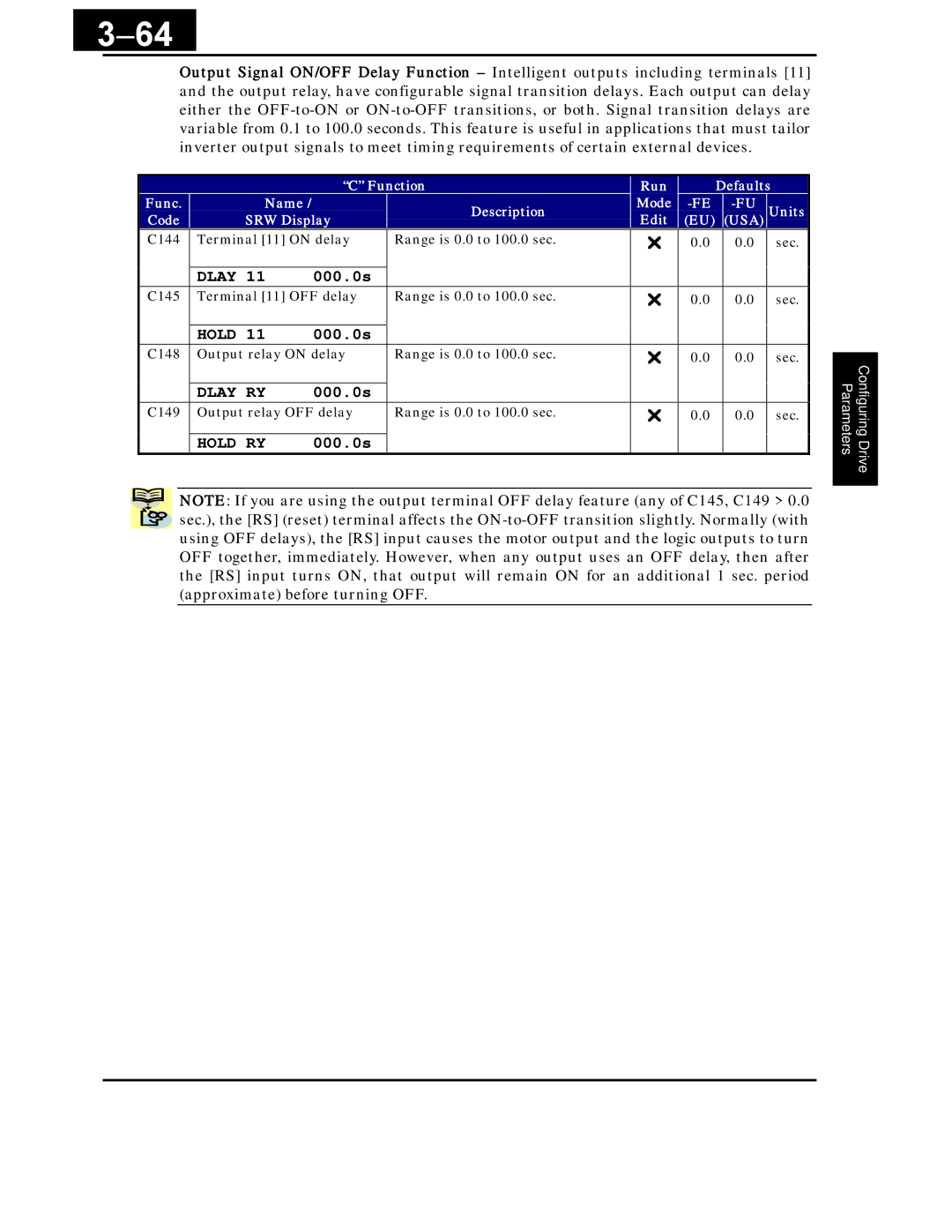 Hitachi X200 Series instruction manual 64, Dlay RY, Hold RY 