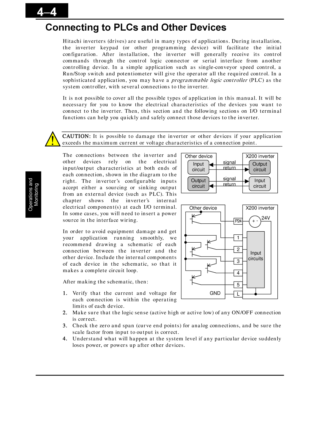 Hitachi X200 Series instruction manual Connecting to PLCs and Other Devices 