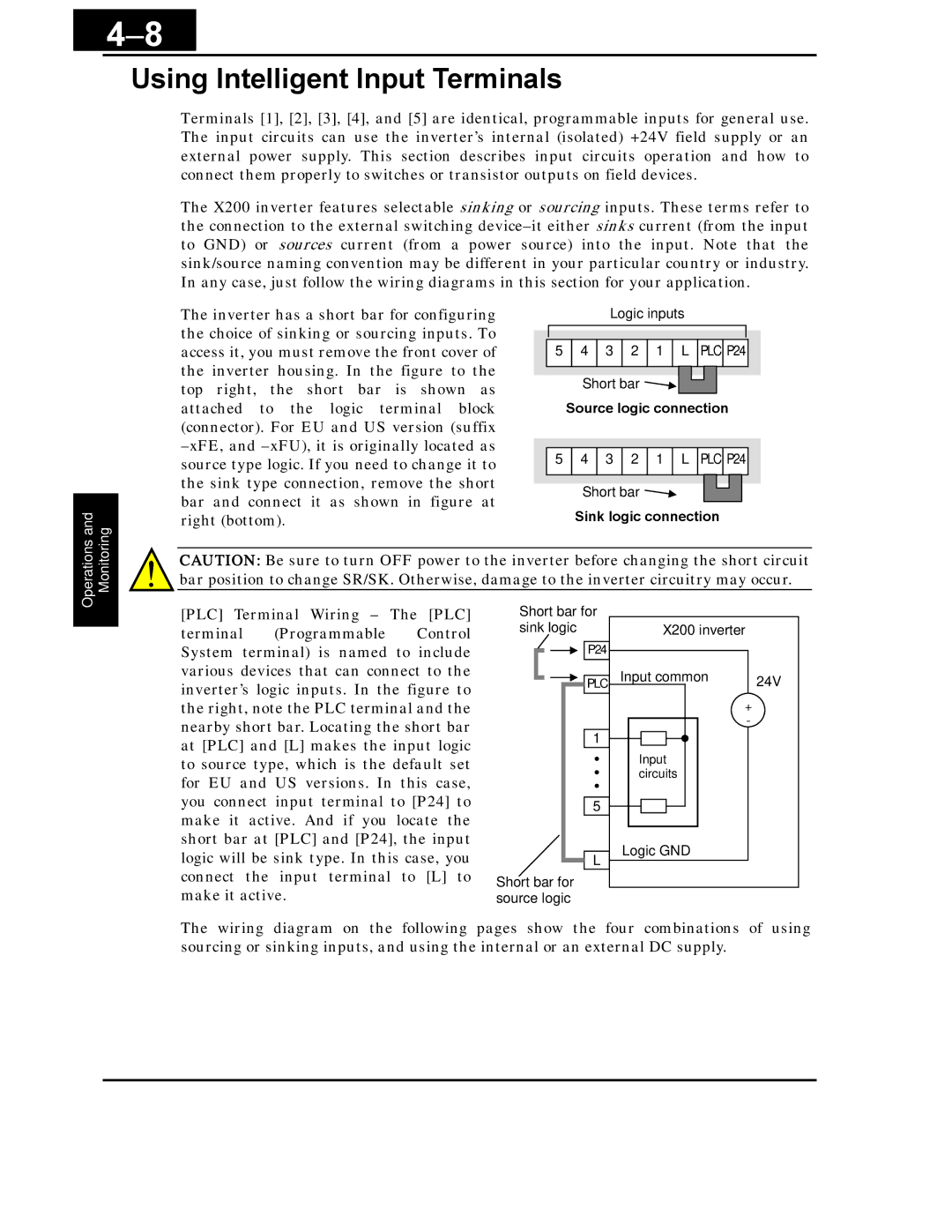 Hitachi X200 Series instruction manual Using Intelligent Input Terminals 