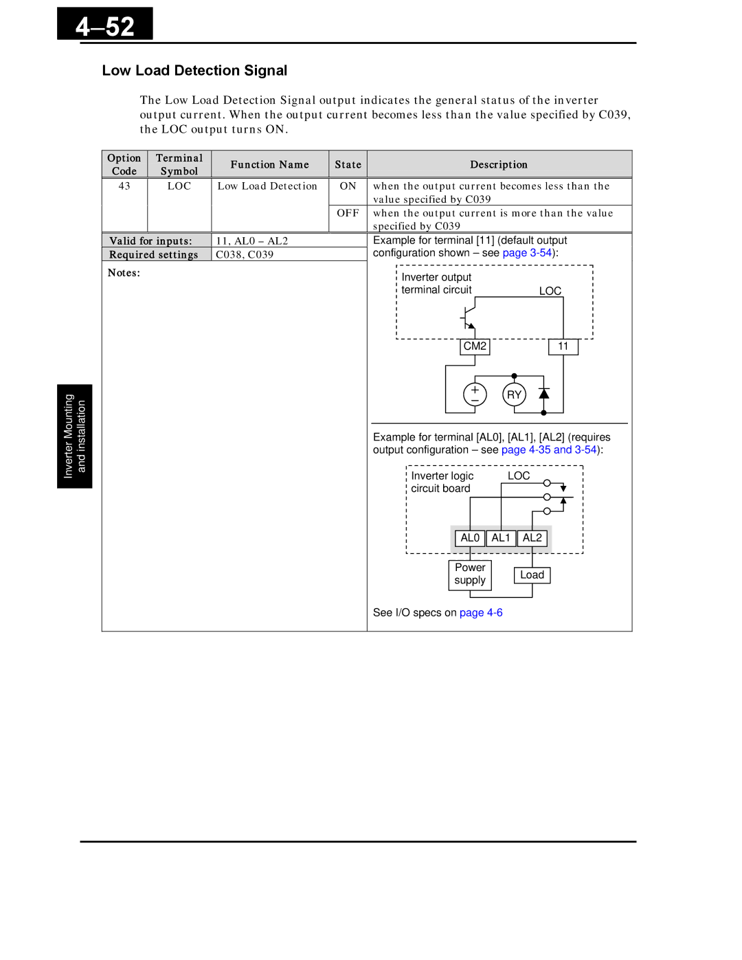 Hitachi X200 Series instruction manual Low Load Detection Signal, C038, C039 