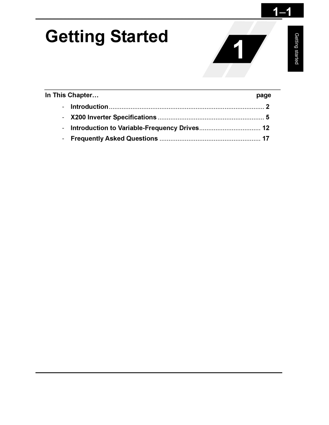 Hitachi X200 Series instruction manual Getting Started 