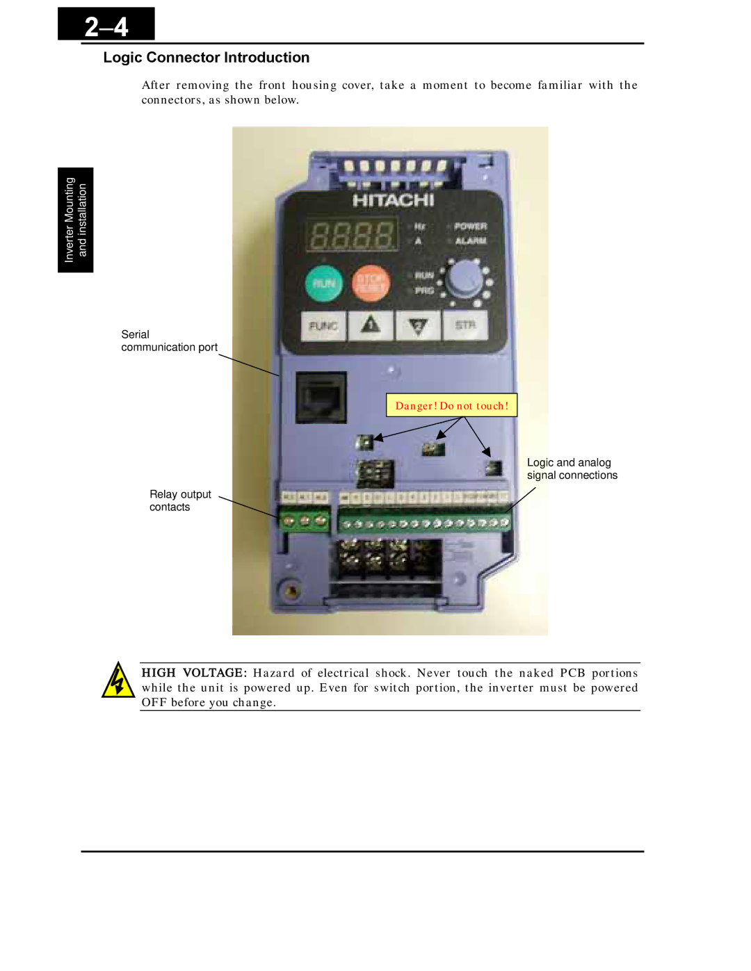 Hitachi X200 Series instruction manual Logic Connector Introduction 