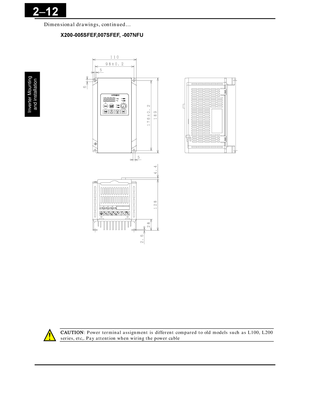 Hitachi X200 Series instruction manual X200-005SFEF,007SFEF, -007NFU 