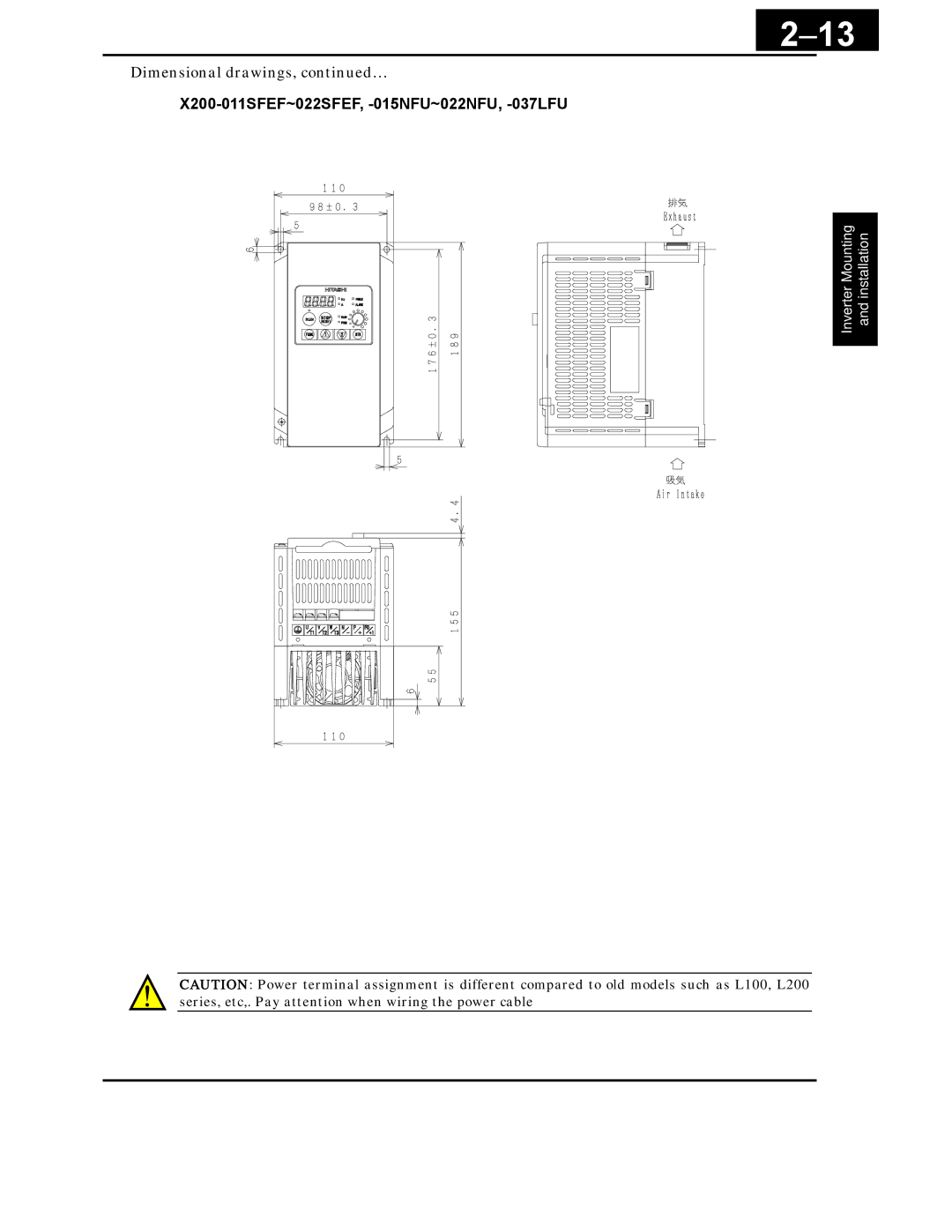 Hitachi X200 Series instruction manual X200-011SFEF~022SFEF, -015NFU~022NFU, -037LFU 