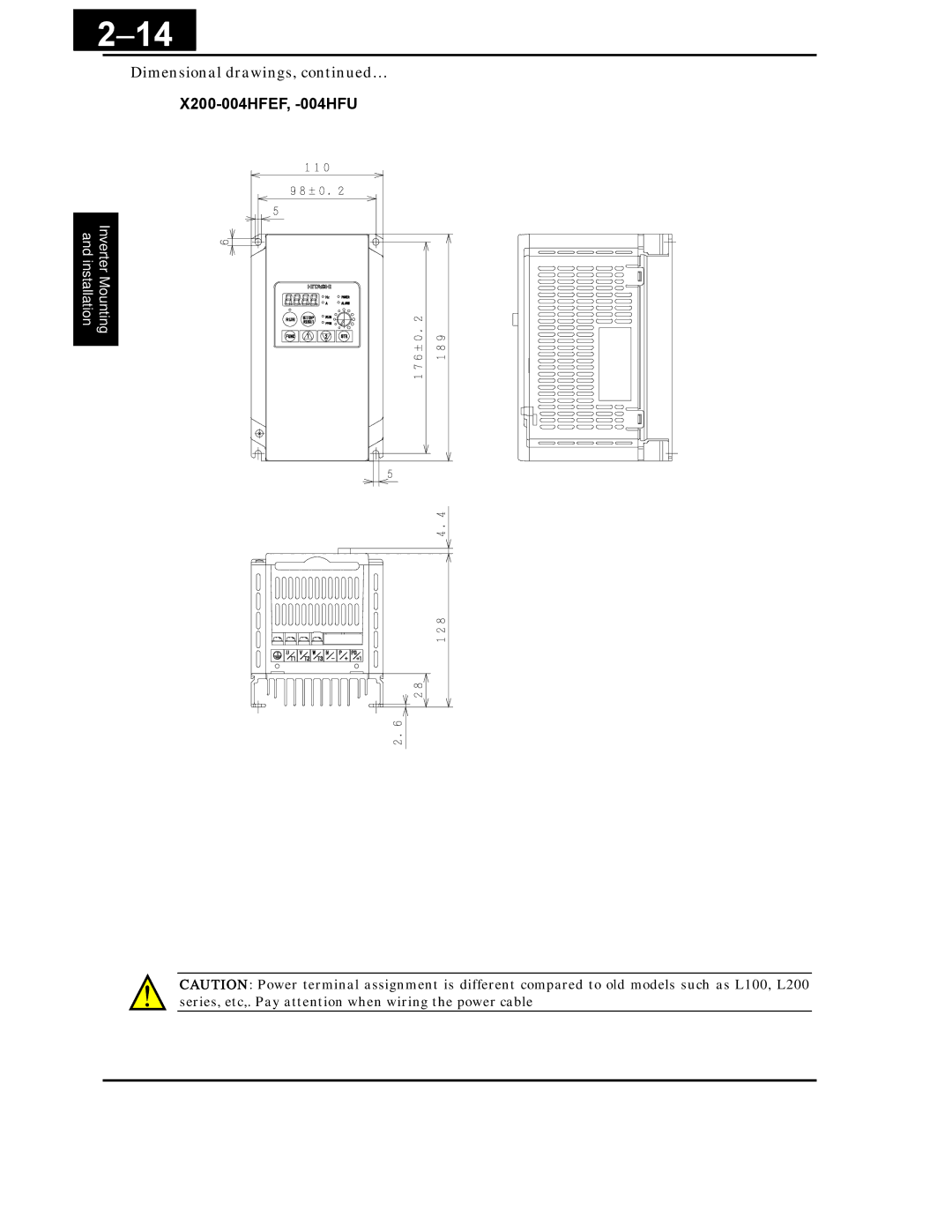 Hitachi X200 Series instruction manual X200-004HFEF, -004HFU 