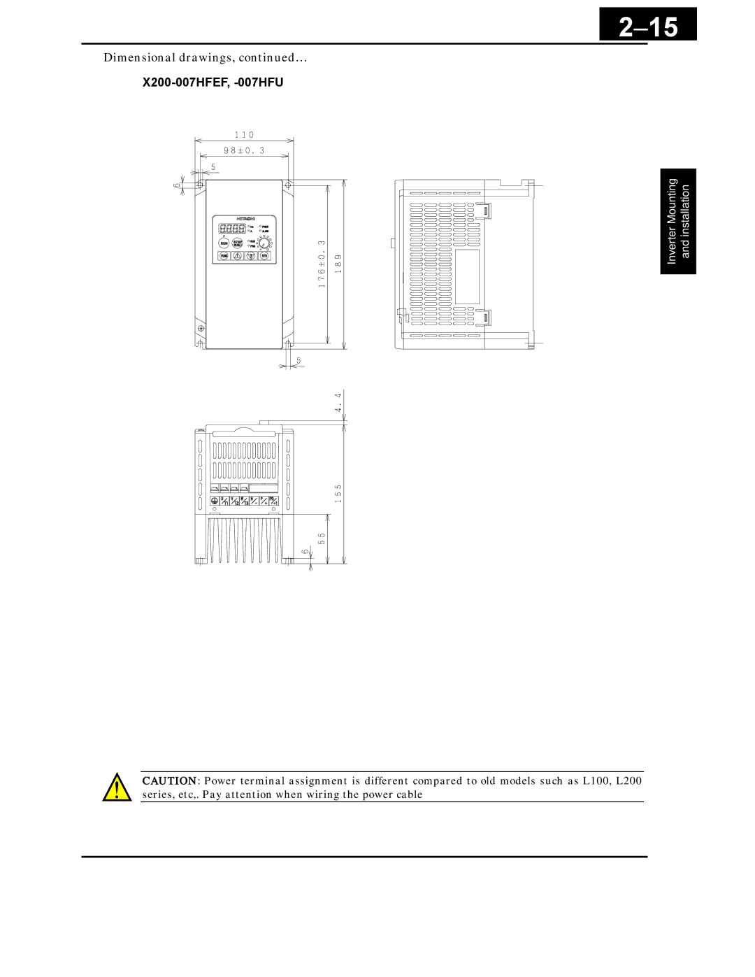 Hitachi X200 Series instruction manual X200-007HFEF, -007HFU 