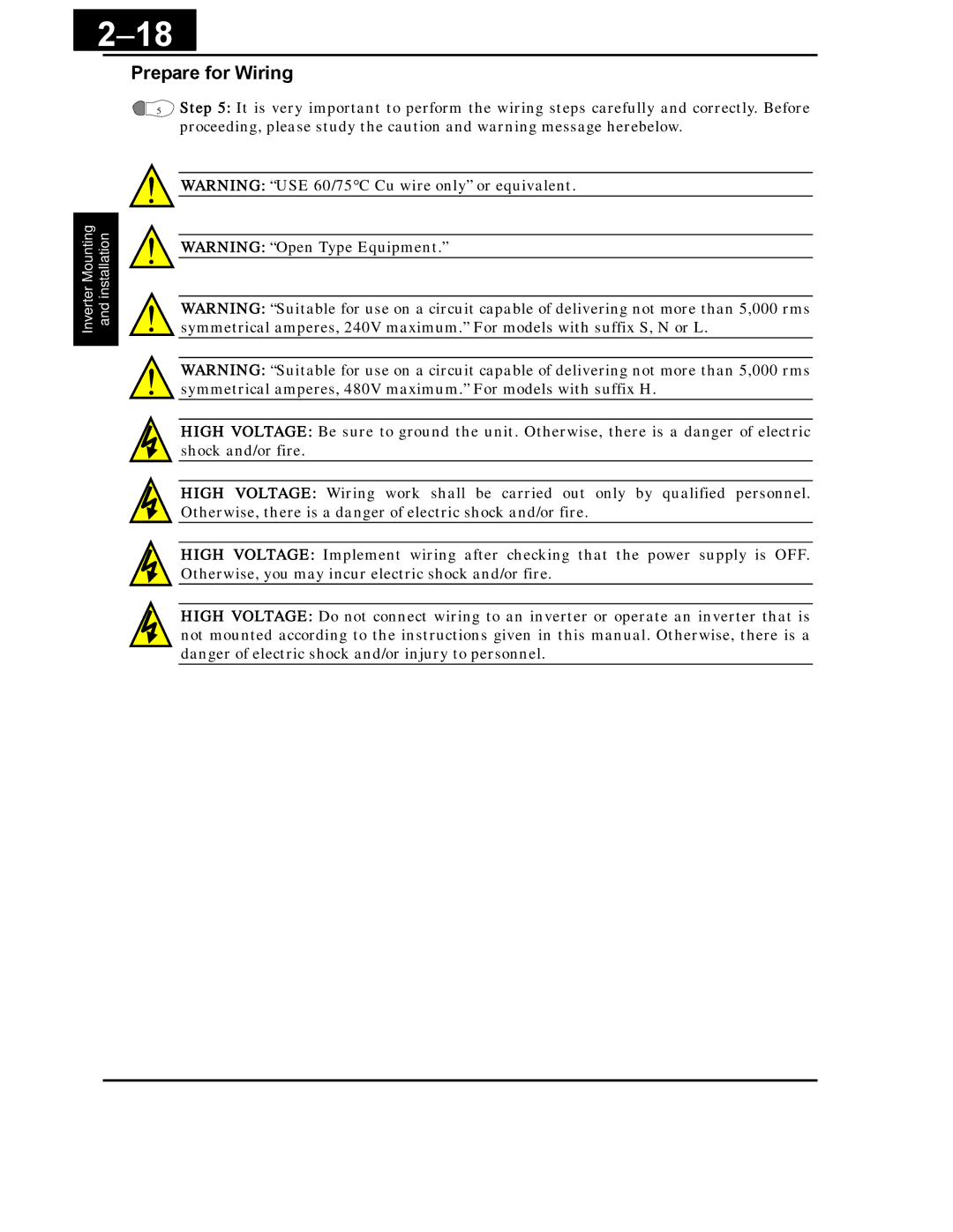 Hitachi X200 Series instruction manual 18, Prepare for Wiring 