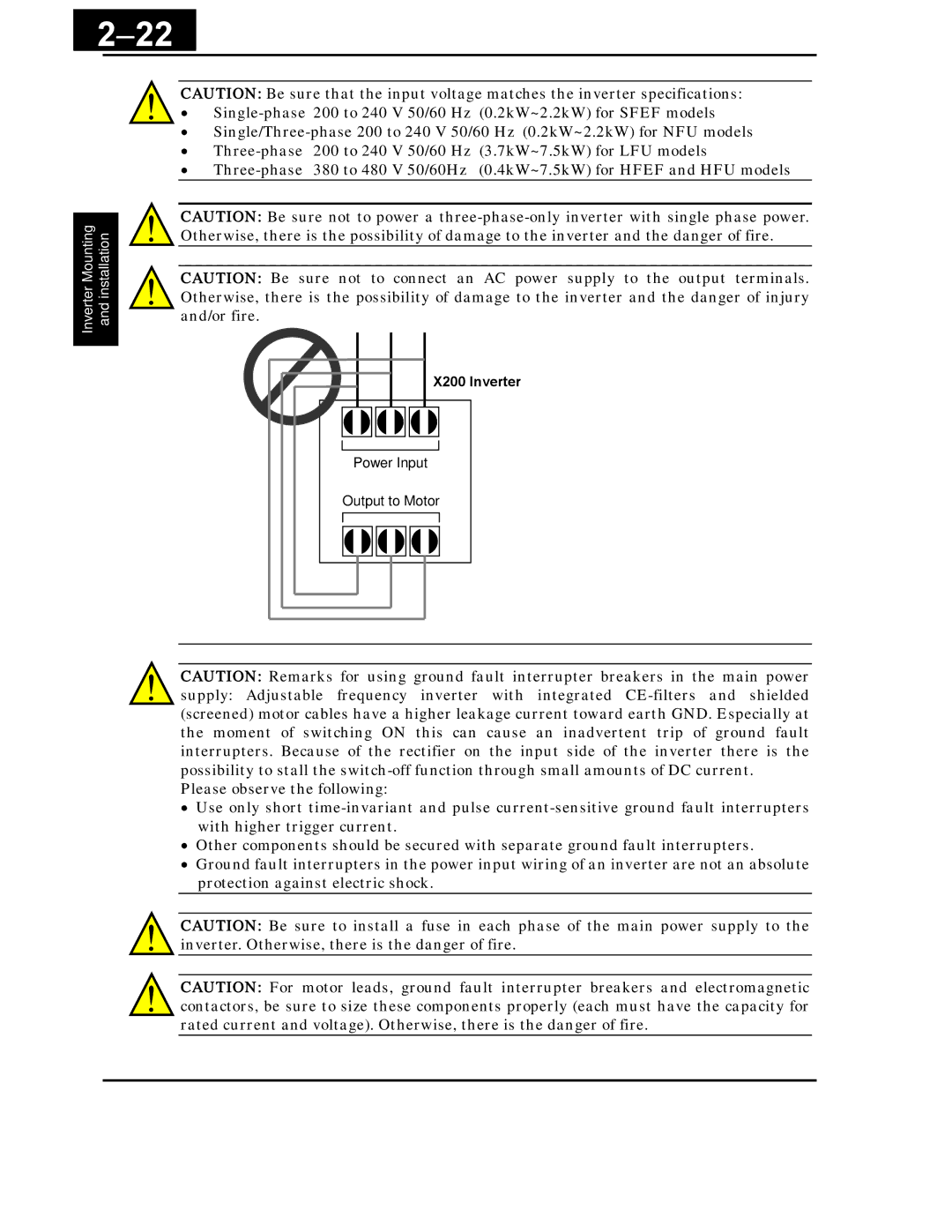 Hitachi X200 Series instruction manual 22 