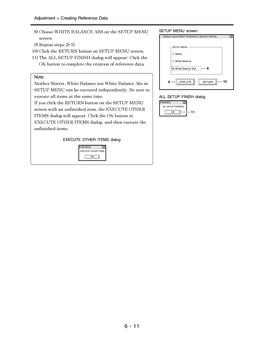 Hitachi service manual Execute Other Items dialog 