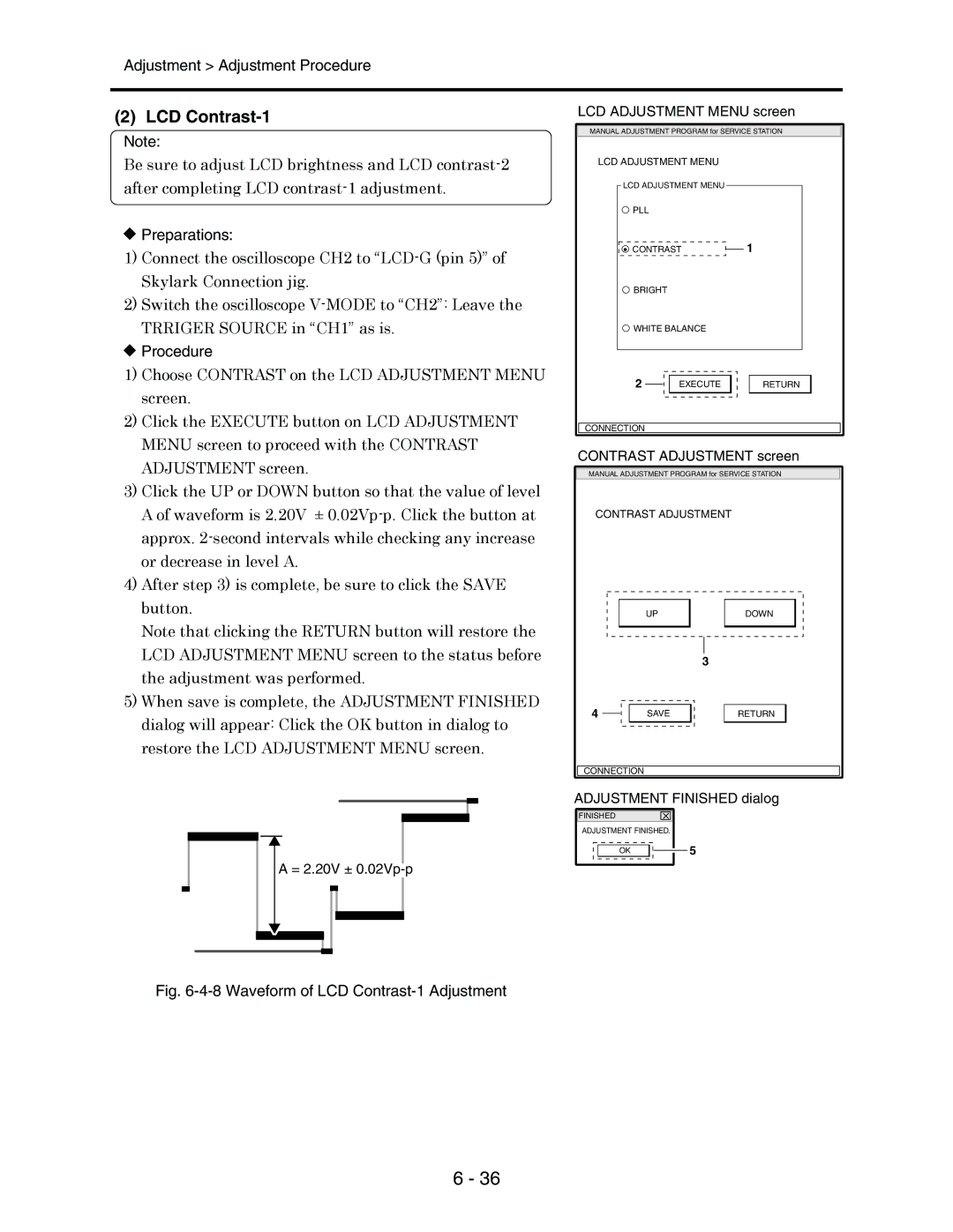 Hitachi service manual Waveform of LCD Contrast-1 Adjustment 