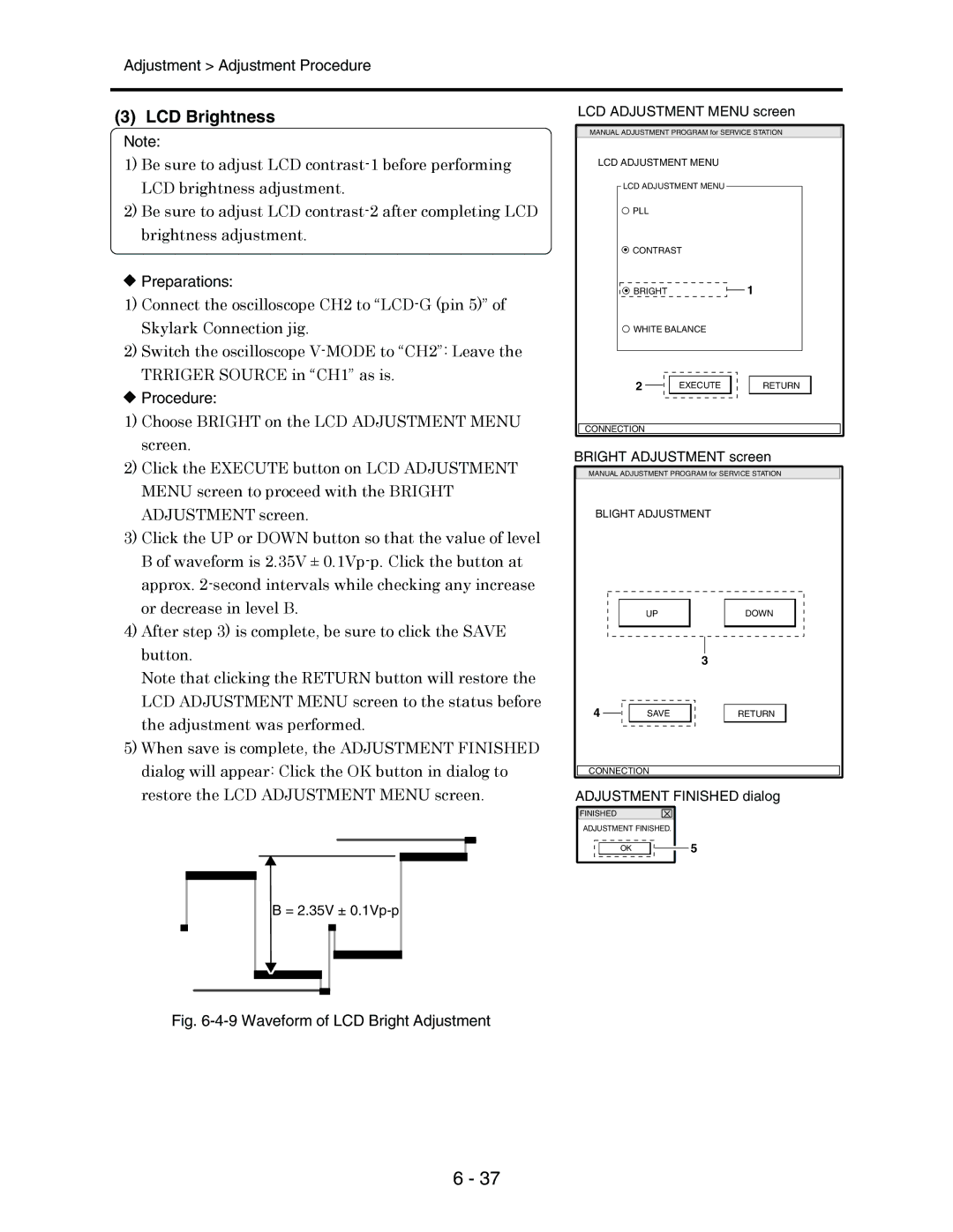 Hitachi service manual LCD Brightness, Waveform of LCD Bright Adjustment 