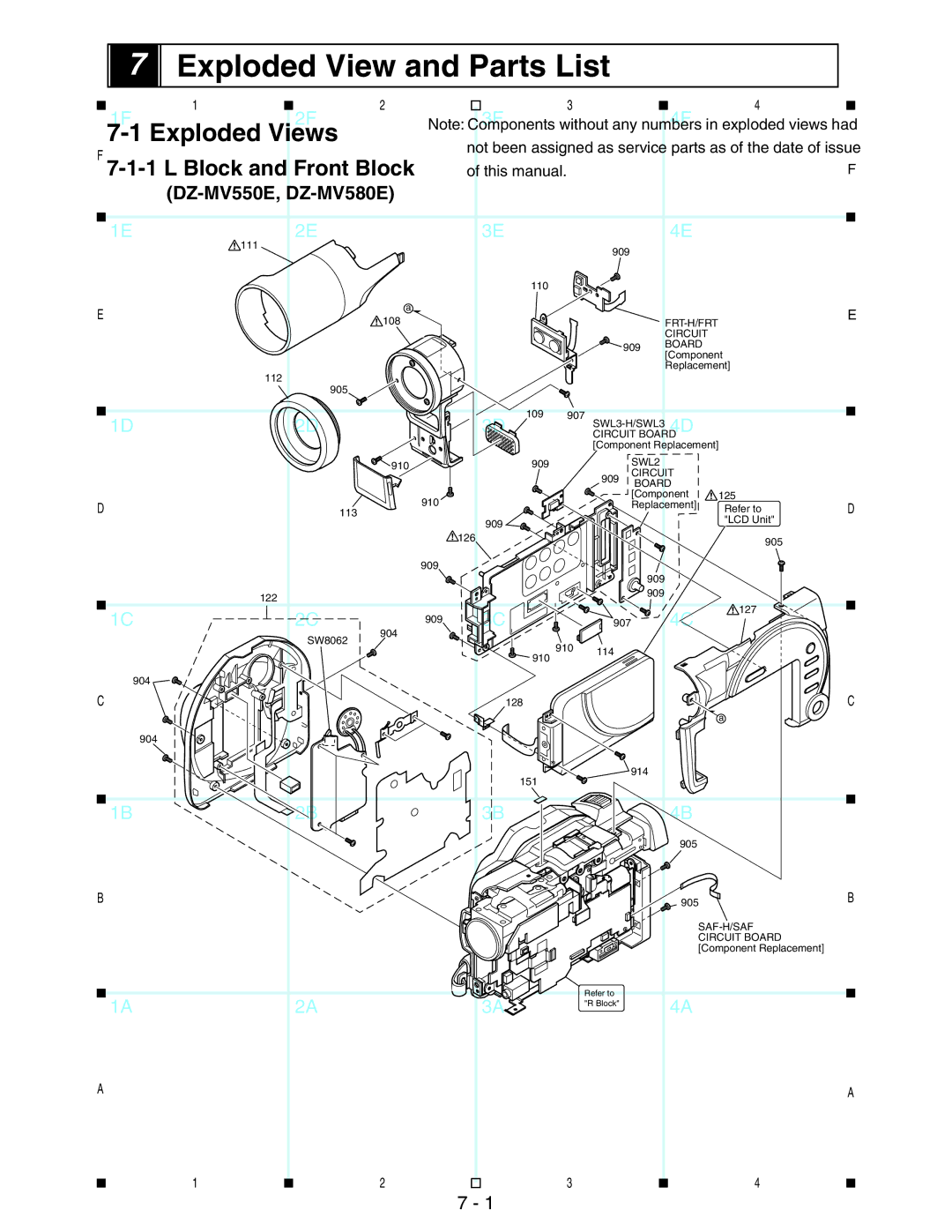 Hitachi service manual Exploded Views, Not been assigned as service parts as of the date of issue, This manual 