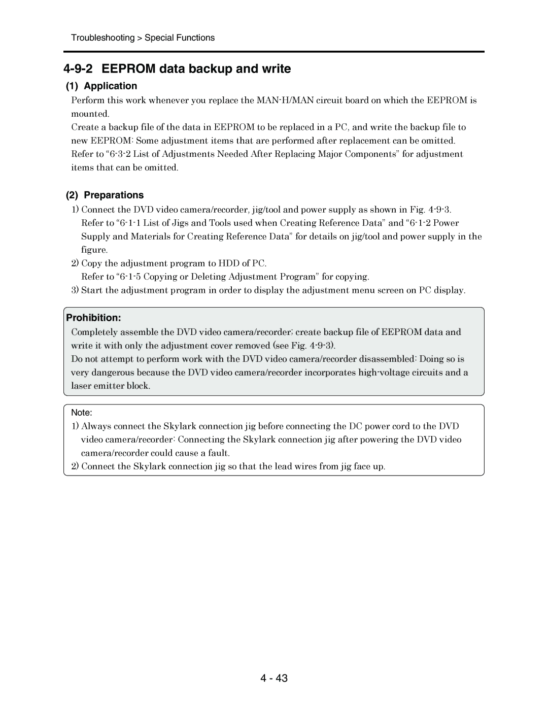 Hitachi service manual Eeprom data backup and write, Application, Preparations 