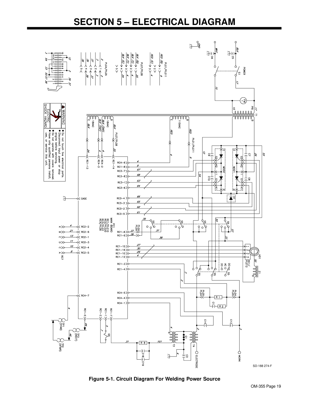 Hobart 180 SD manual Electrical Diagram, Circuit Diagram For Welding Power Source 