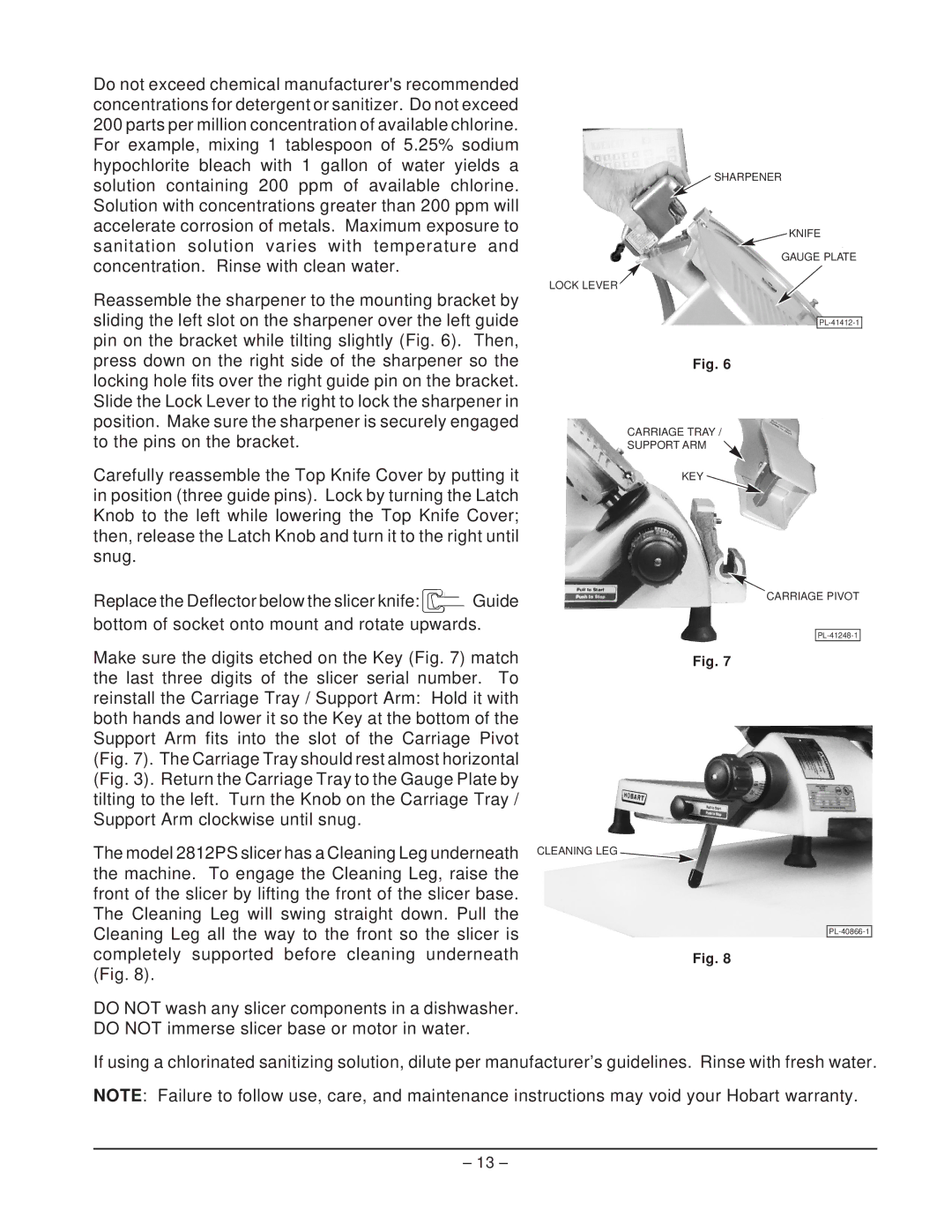 Hobart 2812PS manual Carriage Tray Support ARM KEY Carriage Pivot 