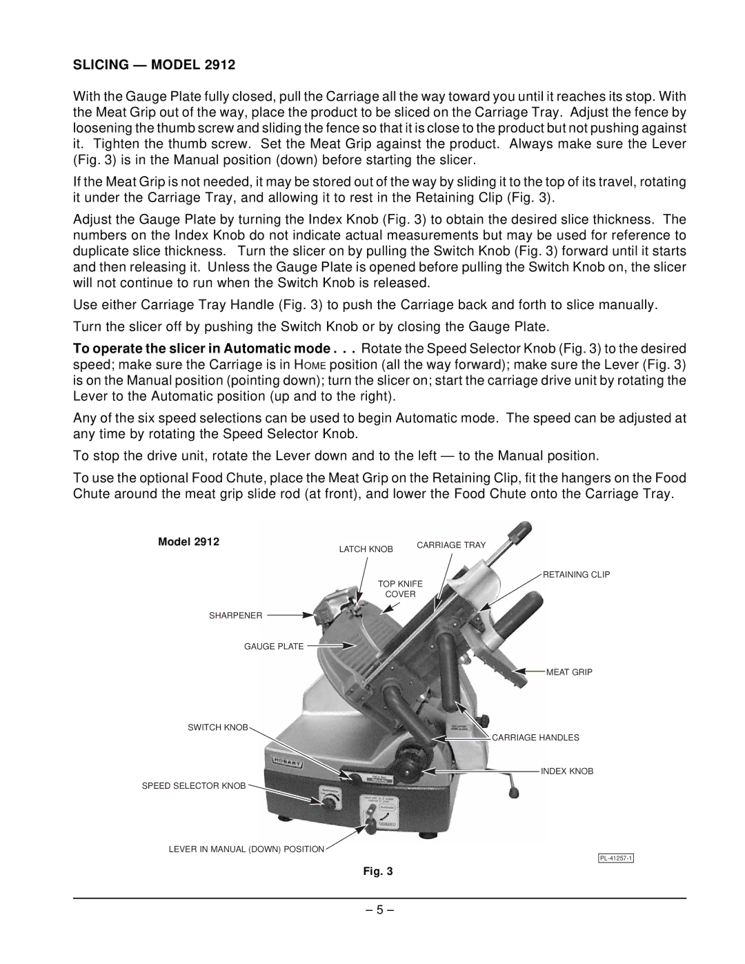 Hobart 2912 manual PL-41257-1 