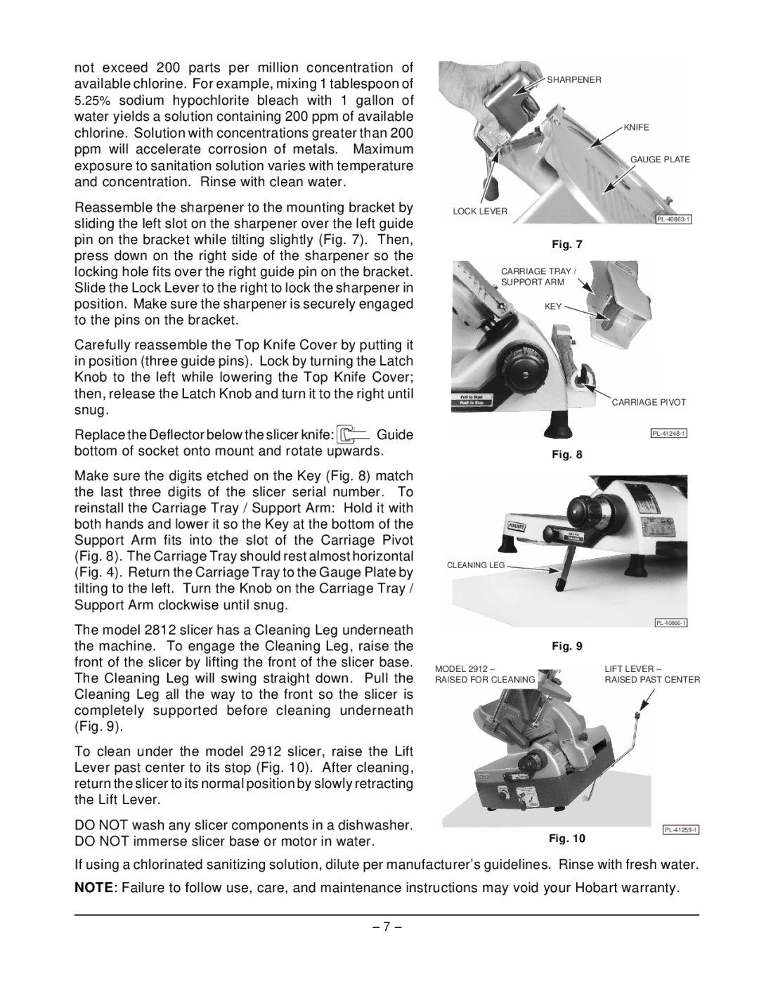 Hobart 2912 manual Sharpener Knife Gauge Plate Lock Lever 