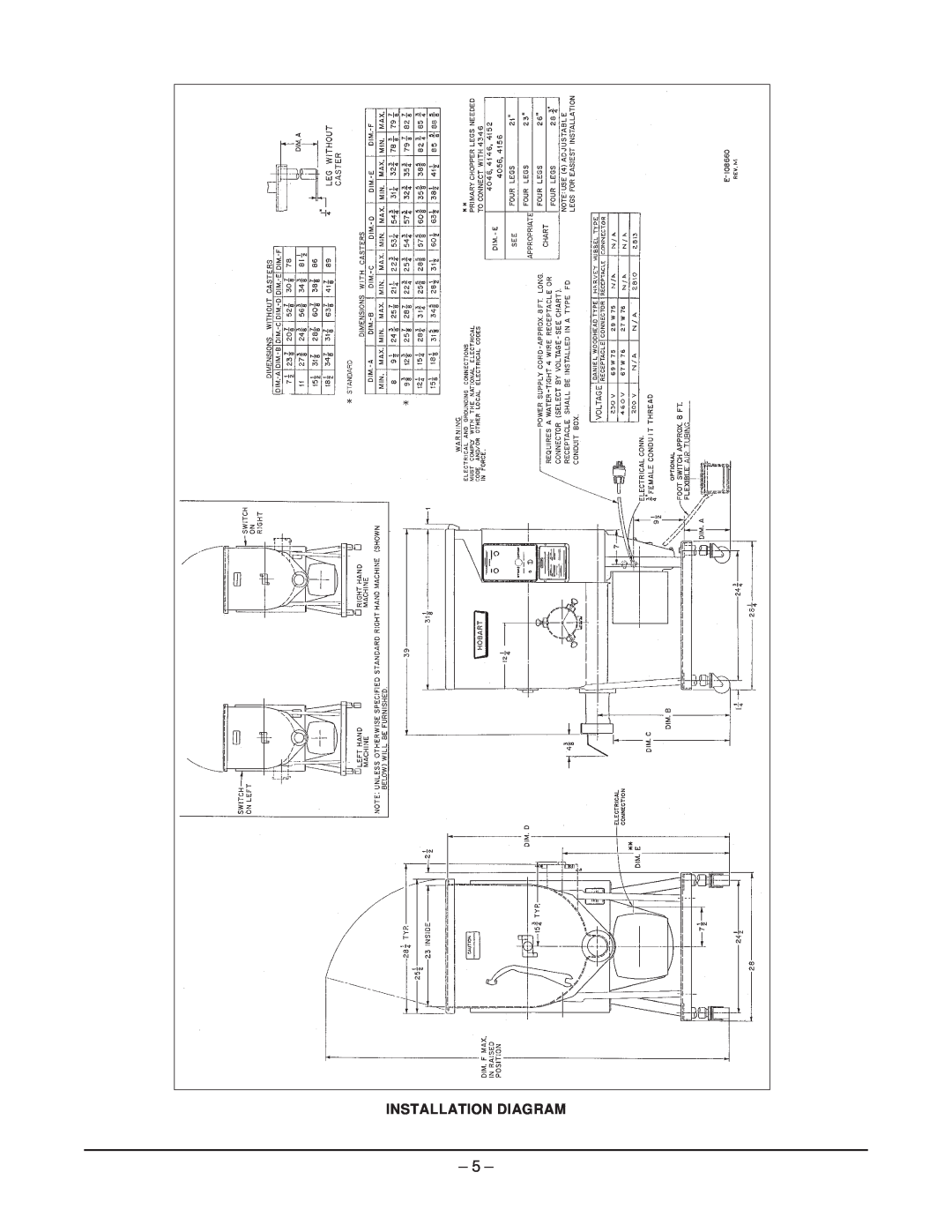 Hobart 4346 manual Installation Diagram 