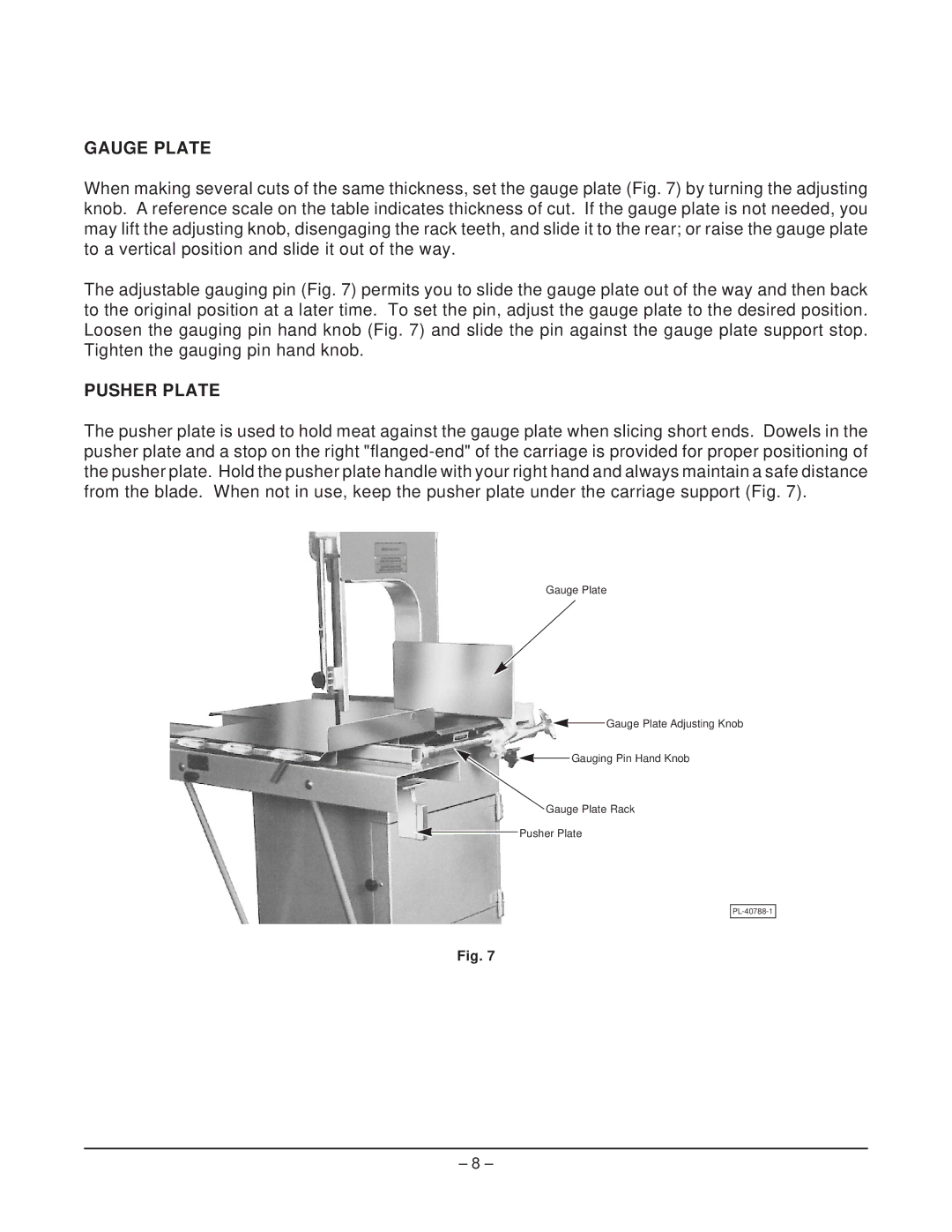 Hobart 5212F manual Gauge Plate, Pusher Plate 