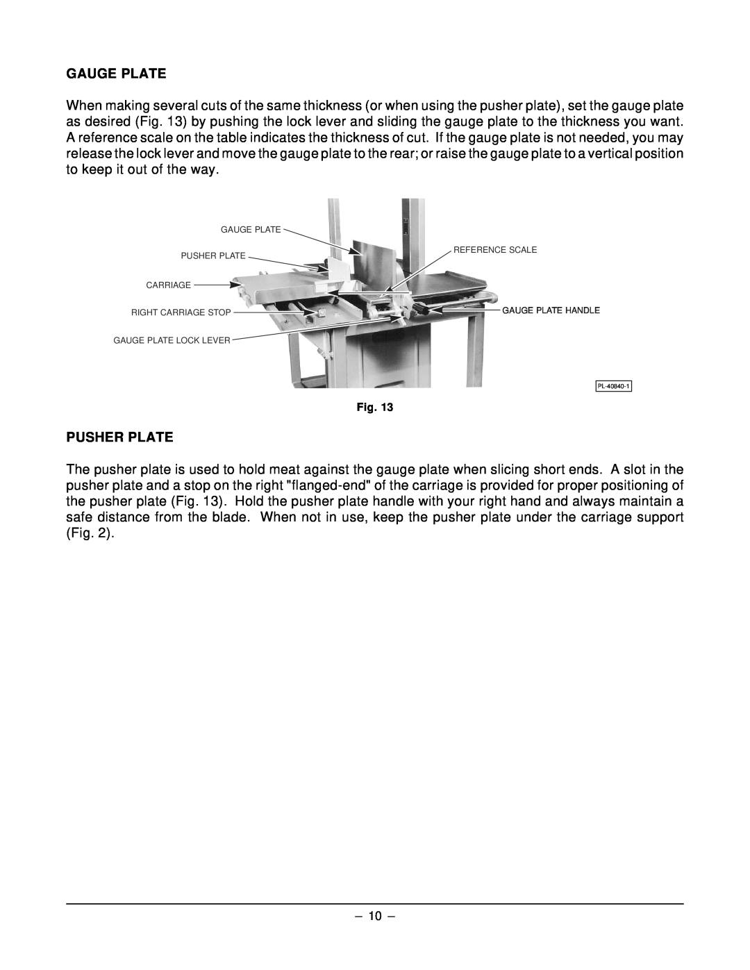 Hobart 5801 manual Gauge Plate, Pusher Plate, PL-40840-1 