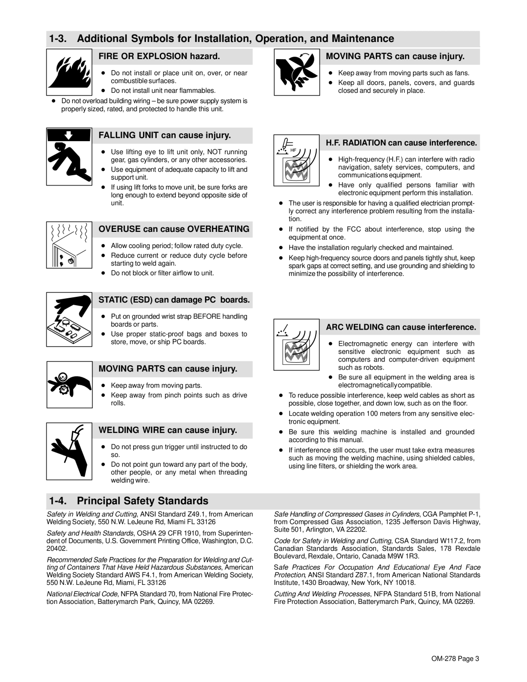 Hobart 652 manual Principal Safety Standards 