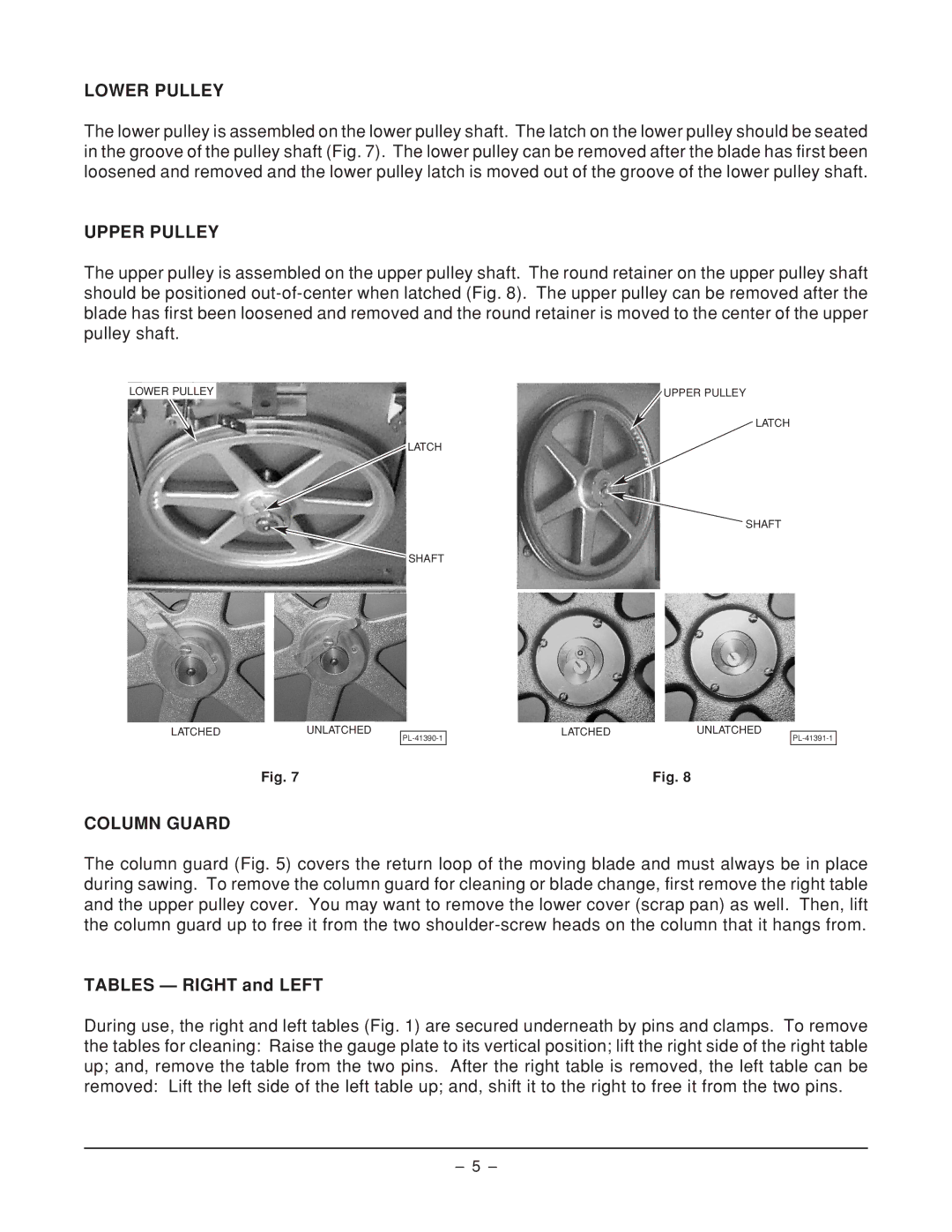 Hobart 6614 ML-134096, 6614 ML-134050 manual Lower Pulley, Upper Pulley, Column Guard, Tables Right and Left 