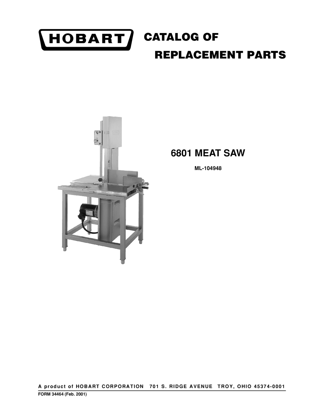 Hobart 6801 manual Catalog Replacement Parts 