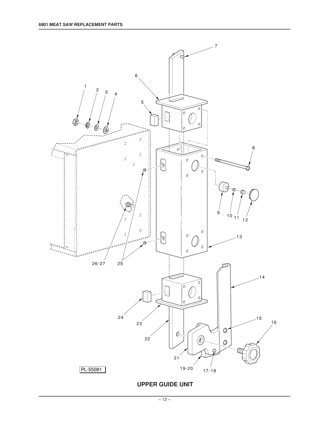 Hobart 6801 manual Upper Guide Unit 