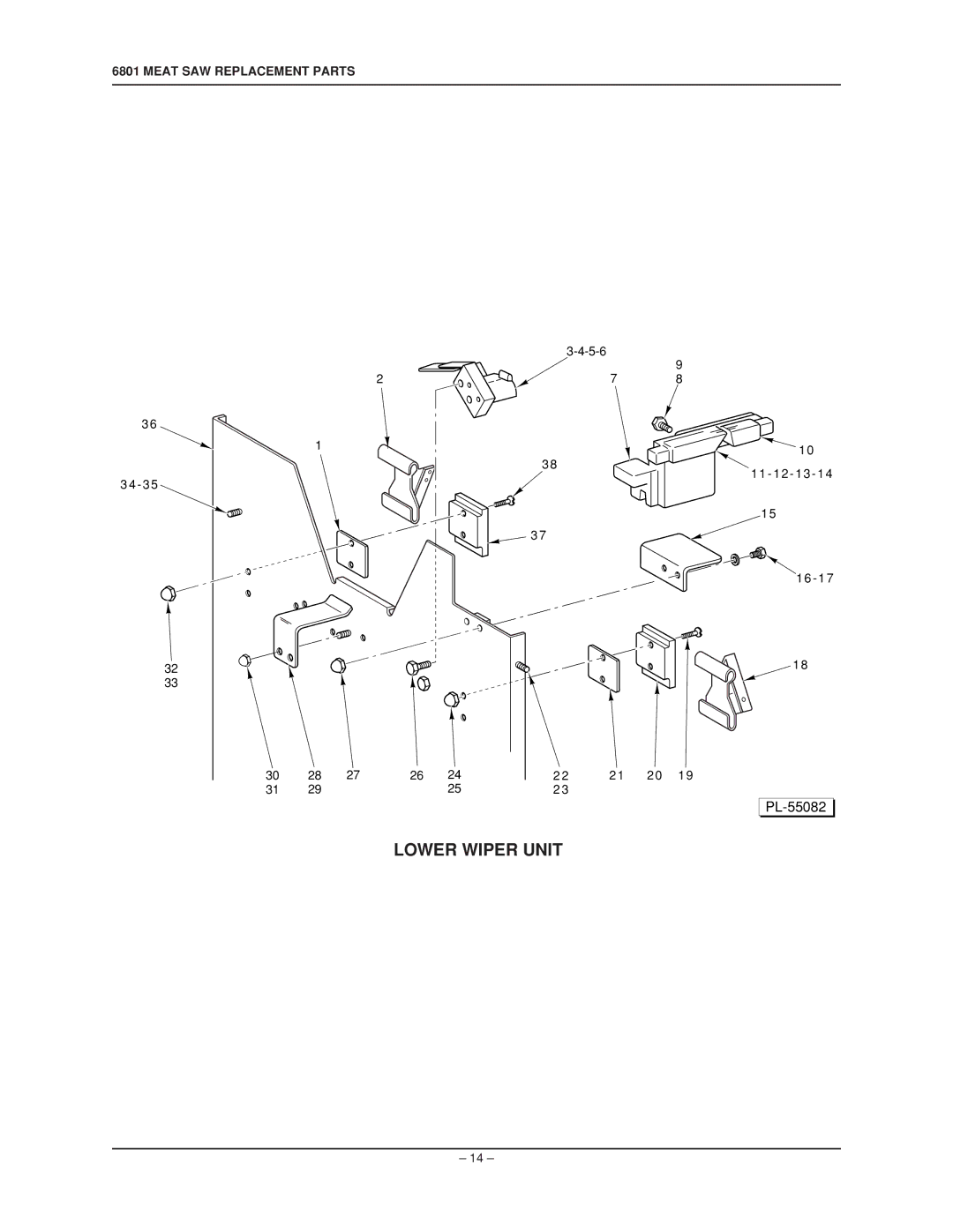 Hobart 6801 manual Lower Wiper Unit 