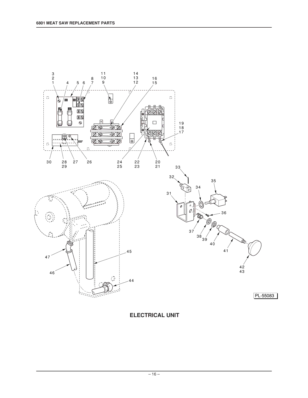 Hobart 6801 manual Electrical Unit 