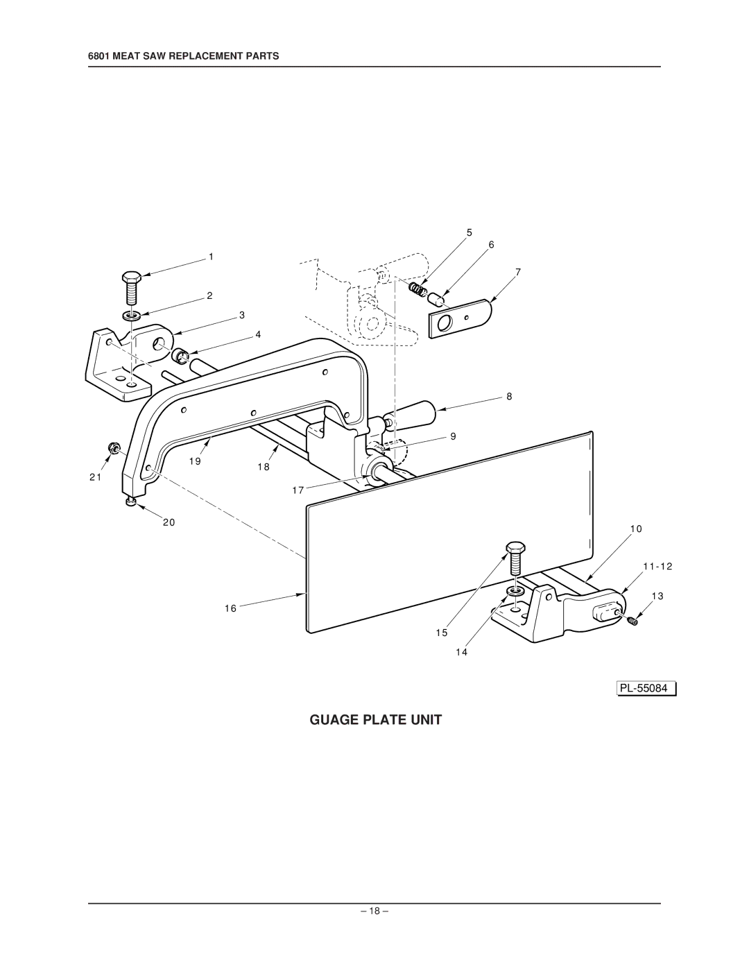 Hobart 6801 manual Guage Plate Unit 