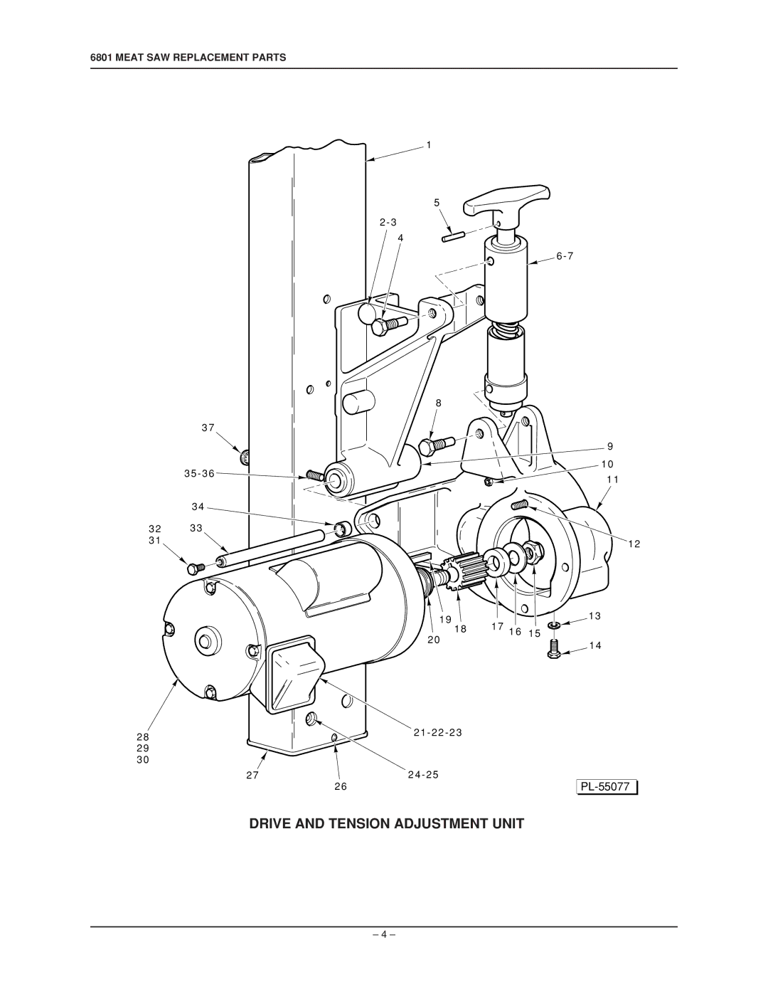 Hobart 6801 manual Drive and Tension Adjustment Unit 