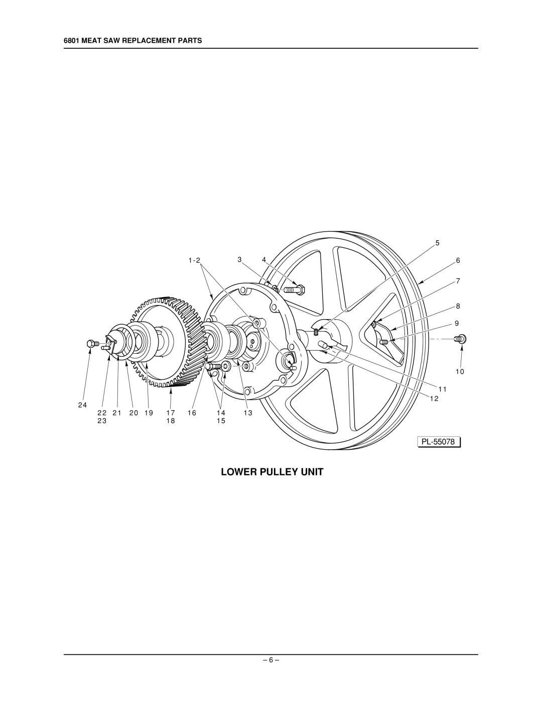 Hobart 6801 manual Lower Pulley Unit 