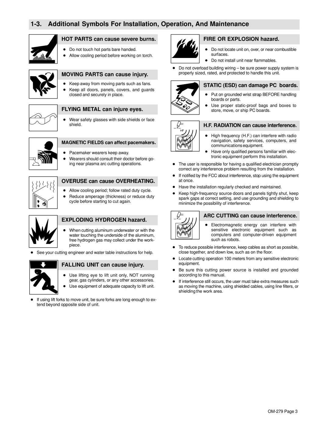 Hobart 750 manual HOT Parts can cause severe burns, Moving Parts can cause injury, Flying Metal can injure eyes 