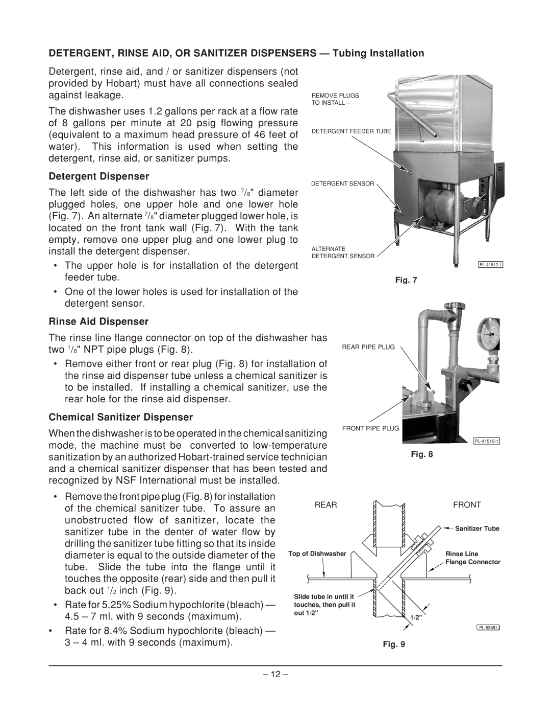 Hobart AM14 ML-110976, AM14C ML-110977 manual Detergent Dispenser, Rinse Aid Dispenser, Chemical Sanitizer Dispenser 