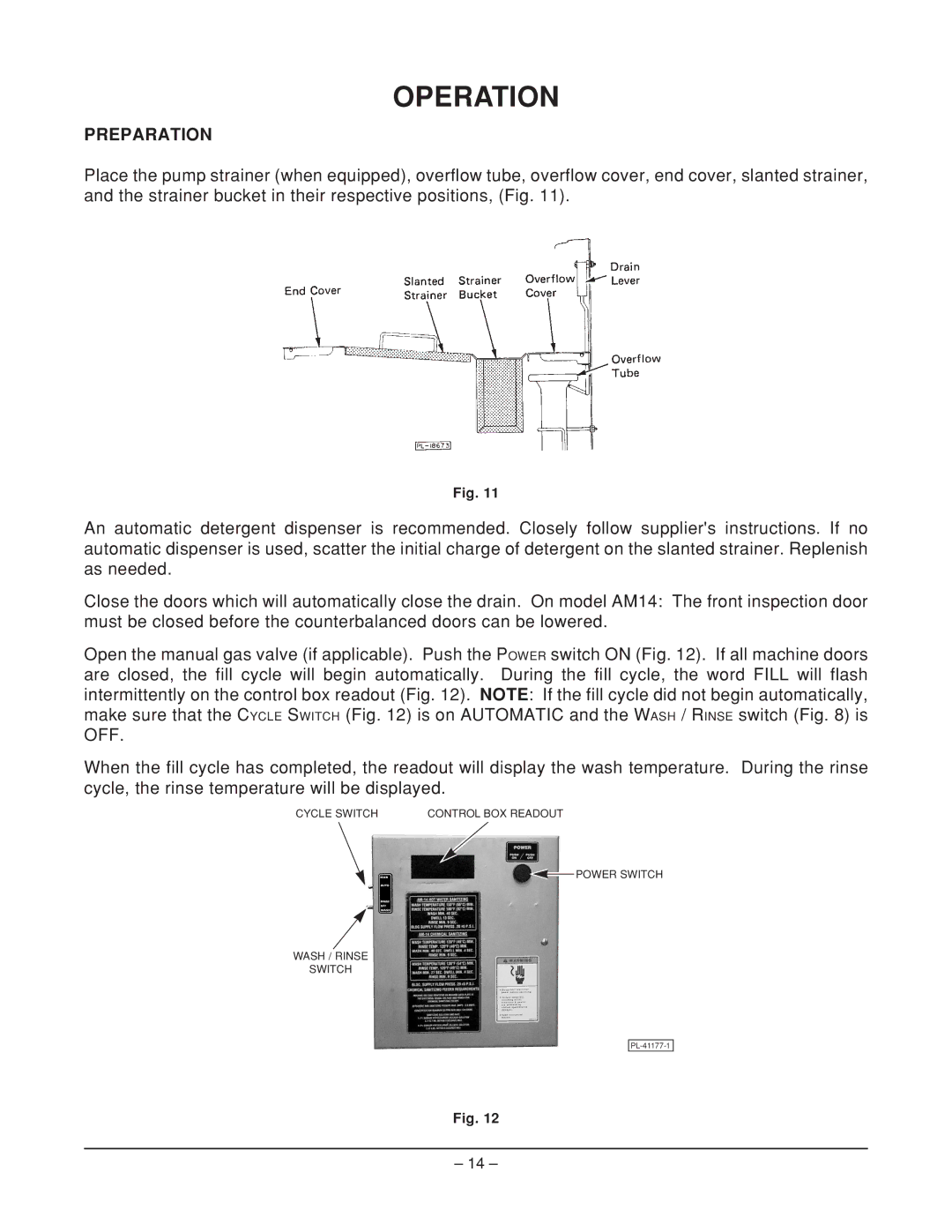 Hobart AM14 ML-110976, AM14C ML-110977 manual Operation, Preparation 