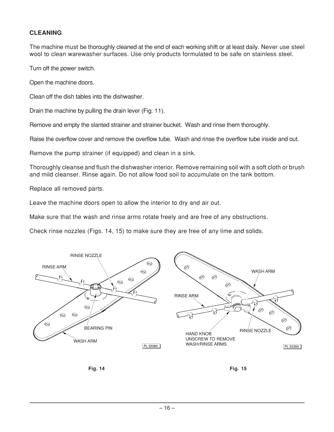 Hobart AM14 ML-110976, AM14C ML-110977 manual Cleaning 