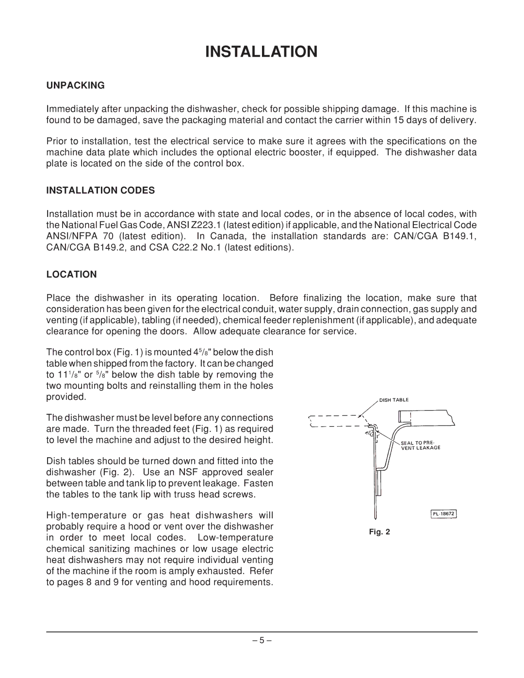 Hobart AM14C ML-110977, AM14 ML-110976 manual Unpacking, Installation Codes, Location 